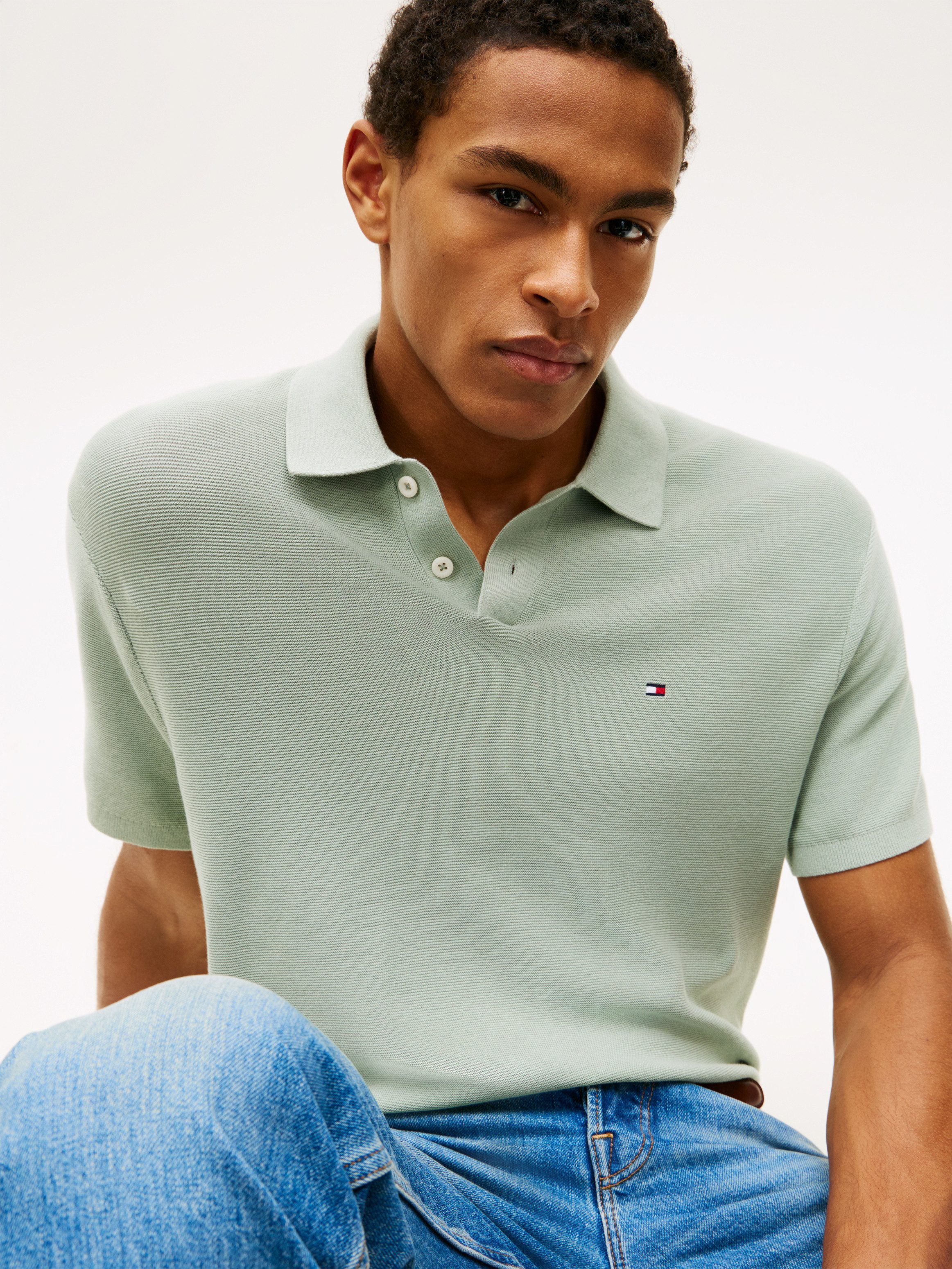 Tommy Hilfiger Polokragenpullover COOL TOUCH STRUCTURE Regular fit mit Polokragen