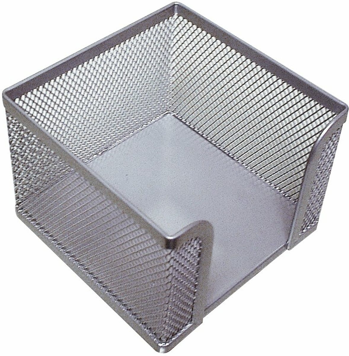 Notizzettel Zettelbox Metall 9,8x8x9,8cm silber leer.