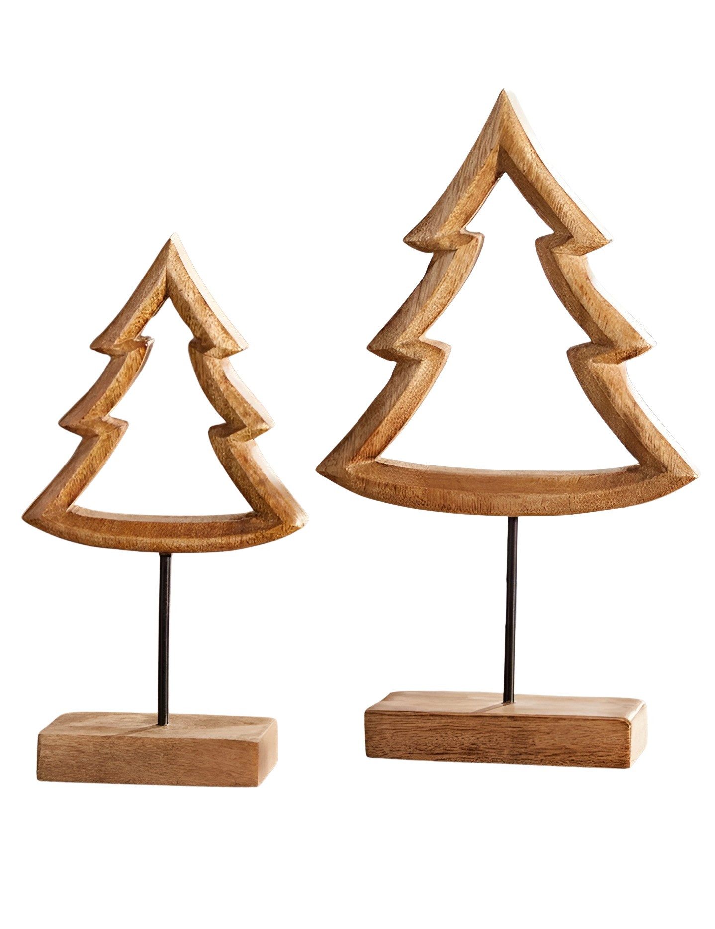 Dekofigur "Tanne" aus Mango Holz, 25 + 32 cm hoch, Weihnachtsdeko, Winterdeko