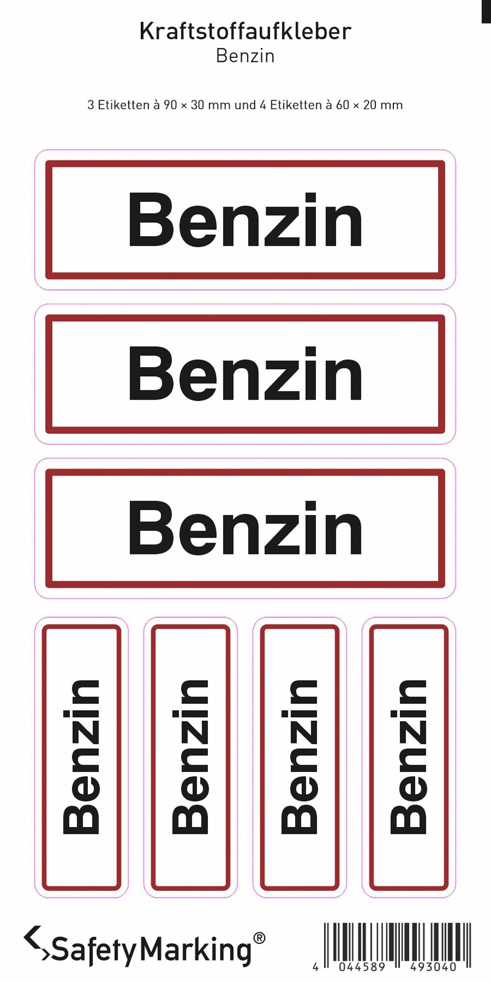 PROTECT Hinweisschild Benzin, (Bogen, 7 Stück auf 1 Bogen), PROTECT-Folie