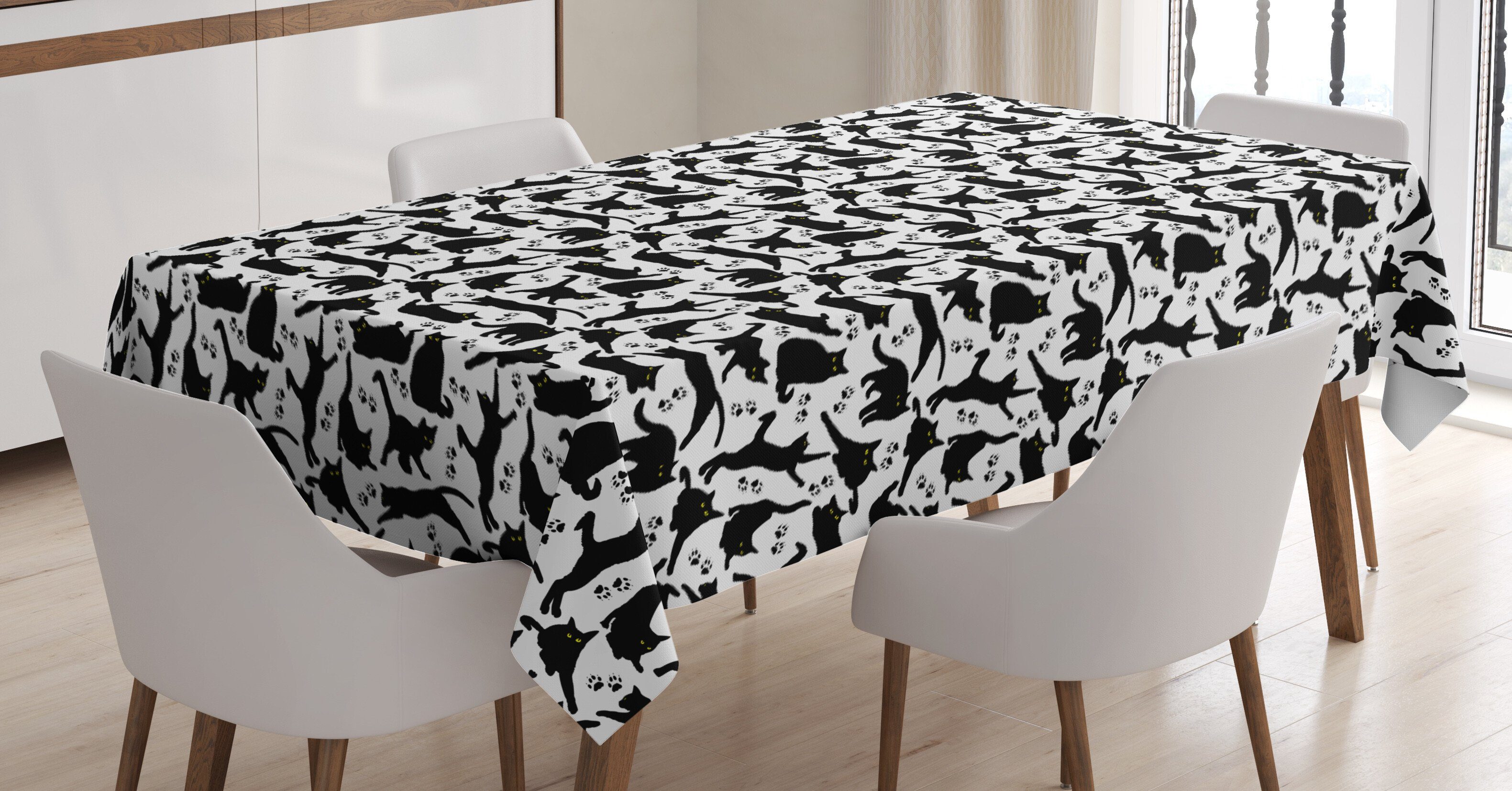Farben, Farbfest Für Waschbar Bereich Poses Abakuhaus Klare Verschiedene Schwarze Tischdecke Außen geeignet Katze den Katzen
