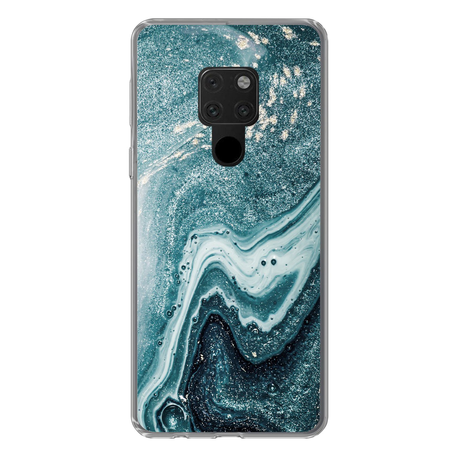 MuchoWow Handyhülle für Huawei P40 Lite Edelsteine - Blau - Natur - Marmor - Abstrakt, Handy Case, Silikon, Bumper Case Dünn