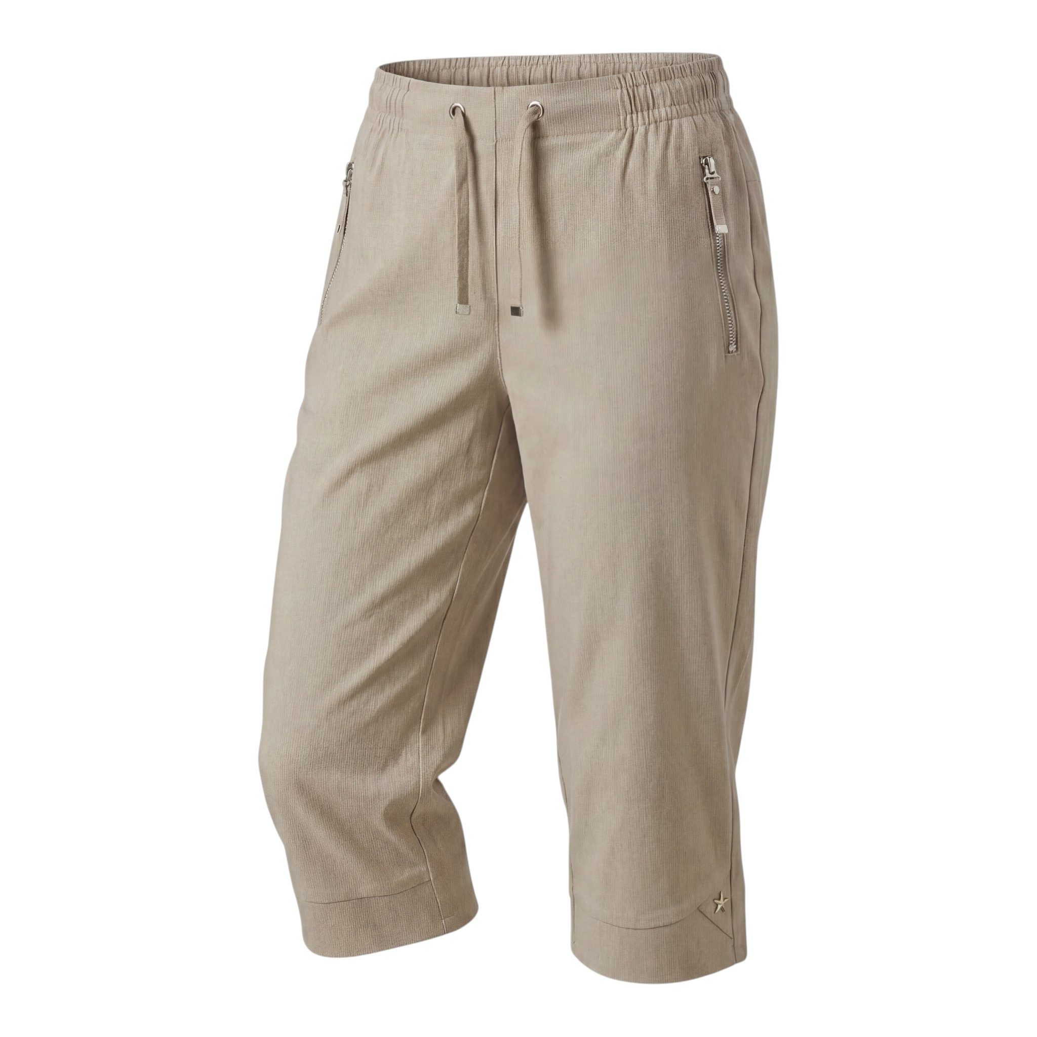 Caprihose Damen Sommerhose Nadelstreifen 7/8 Freizeithose mit Gummibund