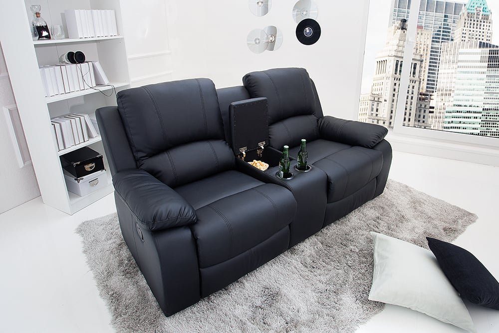 riess-ambiente TV-Sessel HOLLYWOOD 190cm schwarz - Kinosessel, Fernsehsessel, verstellbar (Einzelartikel, 1-St), Wohnzimmer · Cupholder · Kunstleder · modern · inkl. Liegefunktion