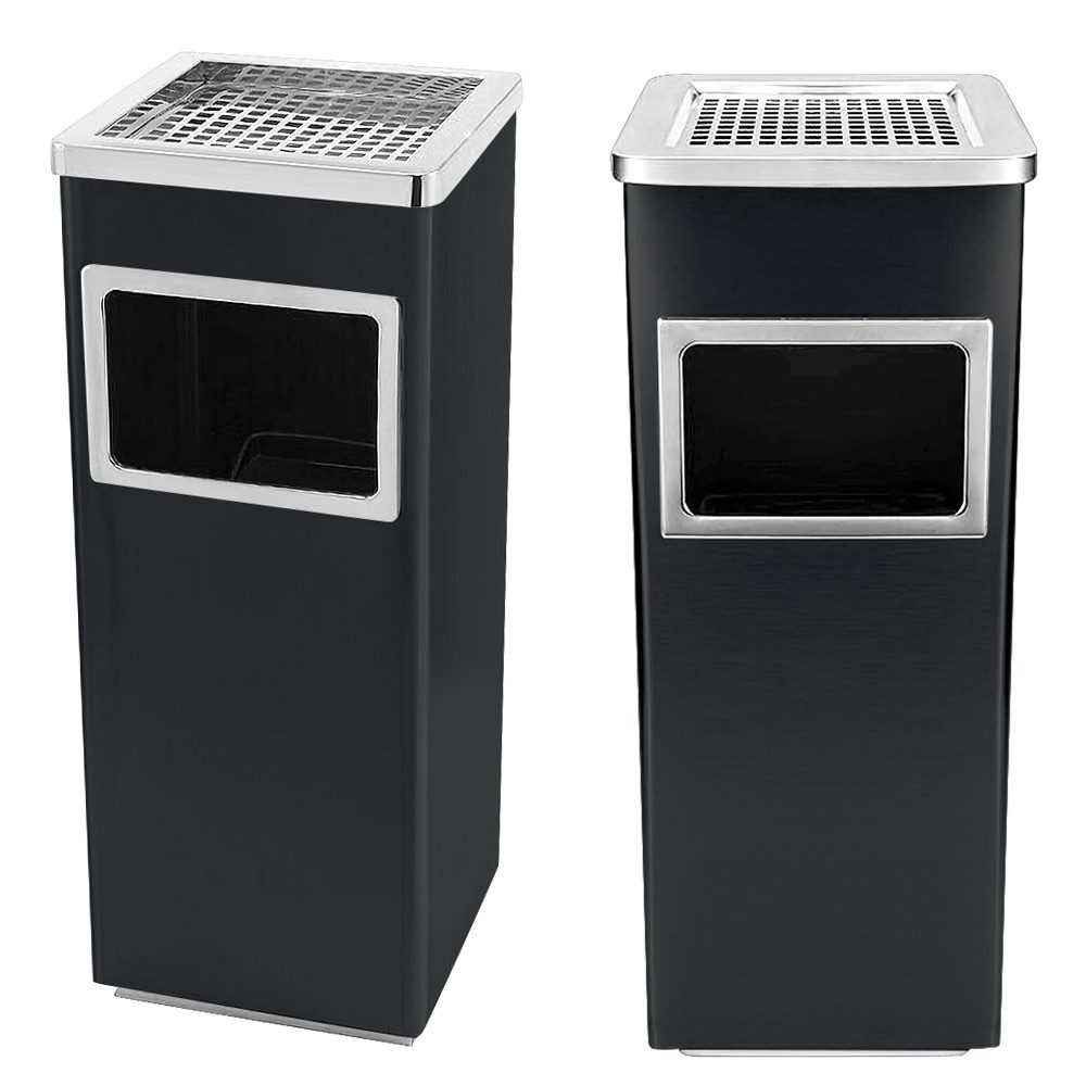 JEOBEST Mülleimer 35L Standaschenbecher Aschenbecher mit Mülleimer, (2-St, Eckig) Edelstahl, Abfalleimer mit Inneneimer
