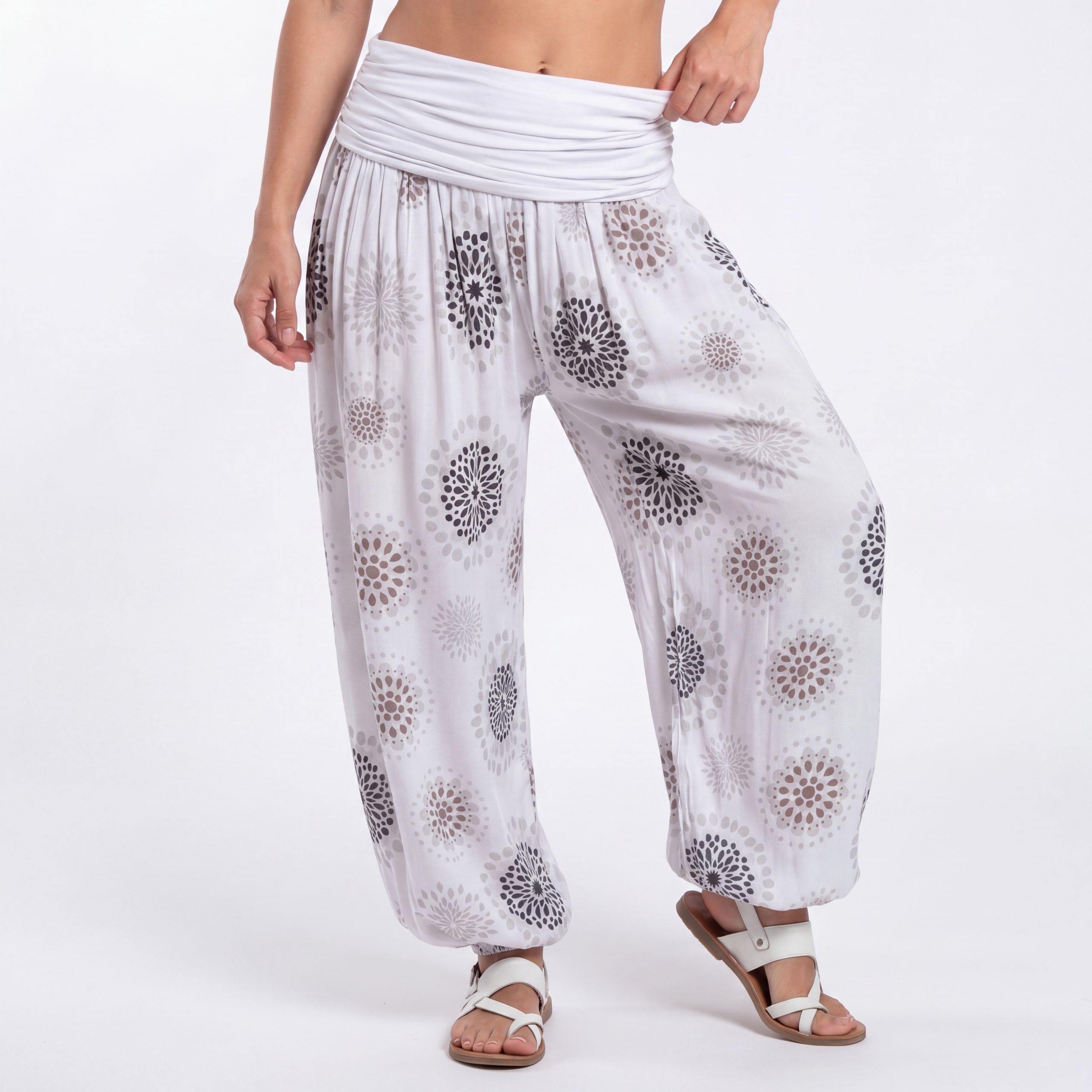 OriginalYou Haremshose Pluderhose für Damen leichte Haremshose sommerliche Yogahose Middle Waist, mit elastischem Bund, weites Bein
