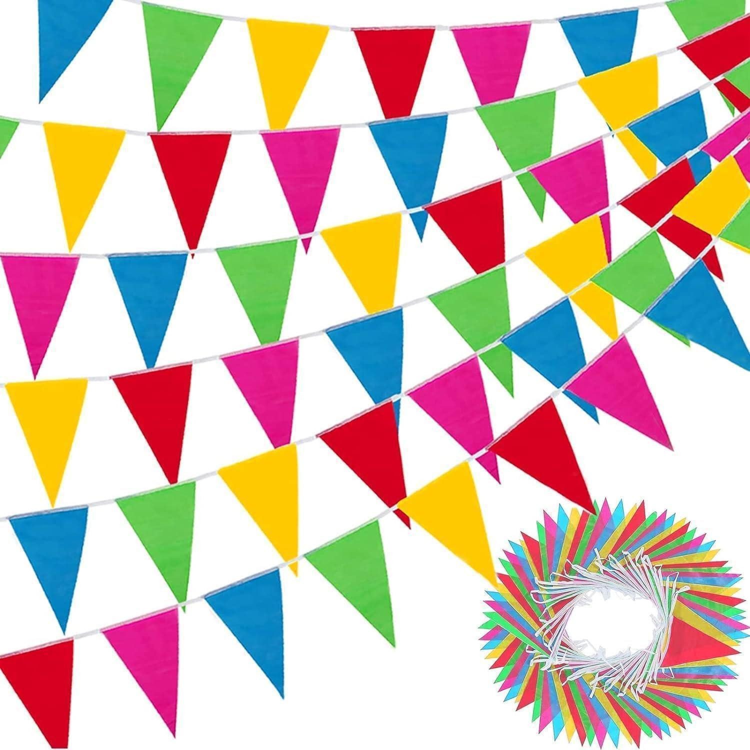 LuxusKollektion Wimpelkette Wimpelkette Outdoor Wetterfest 100M Kinderzimmer Geburtstag Garten