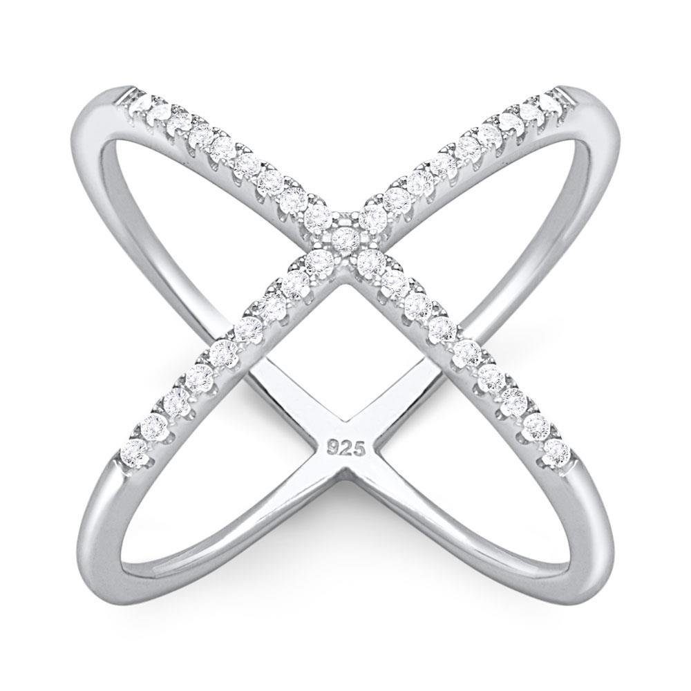 Unique Silberring Statementring 925er Silber Zirkonia SR0317 (Größe: 54mm)