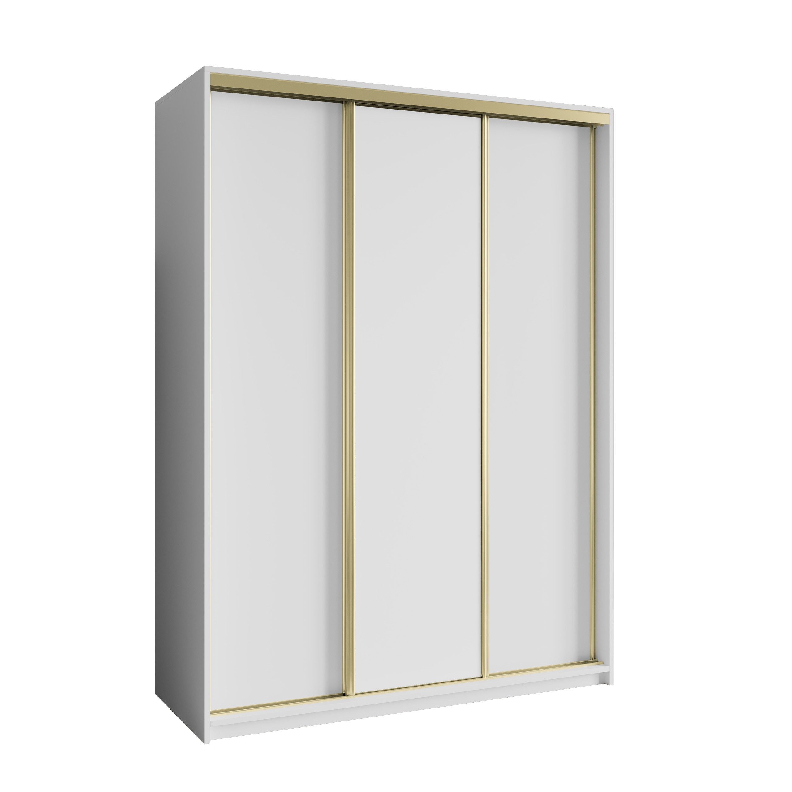 Masseno Schwebetürenschrank NISSE 150 cm Kleiderschrank 3 Türen und 4 Schubladen Weiß