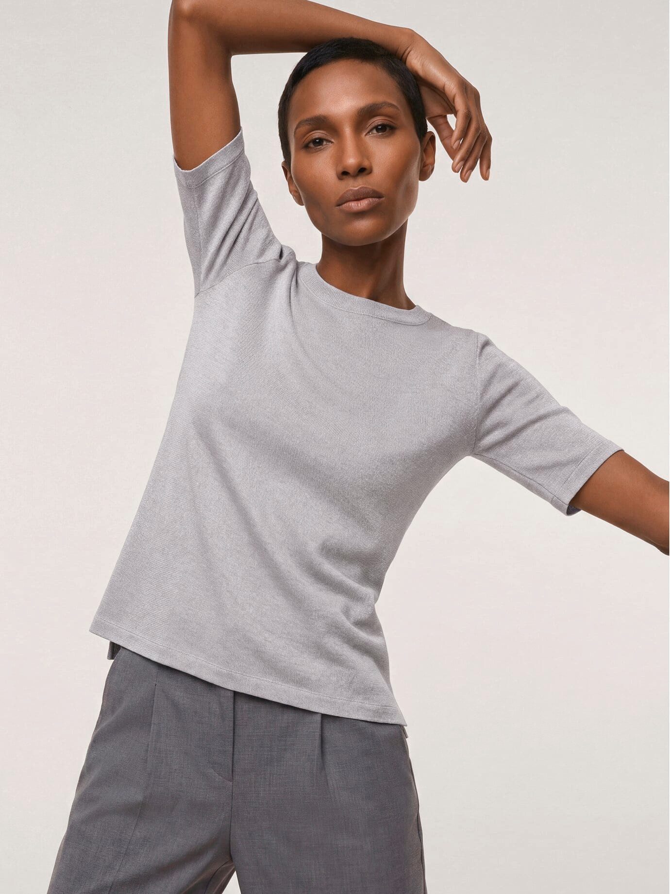 Walbusch T-Shirt Damen Shirt mit Lurex Rundhals Halbarm, pflegeleicht – Bild 3 von 4
