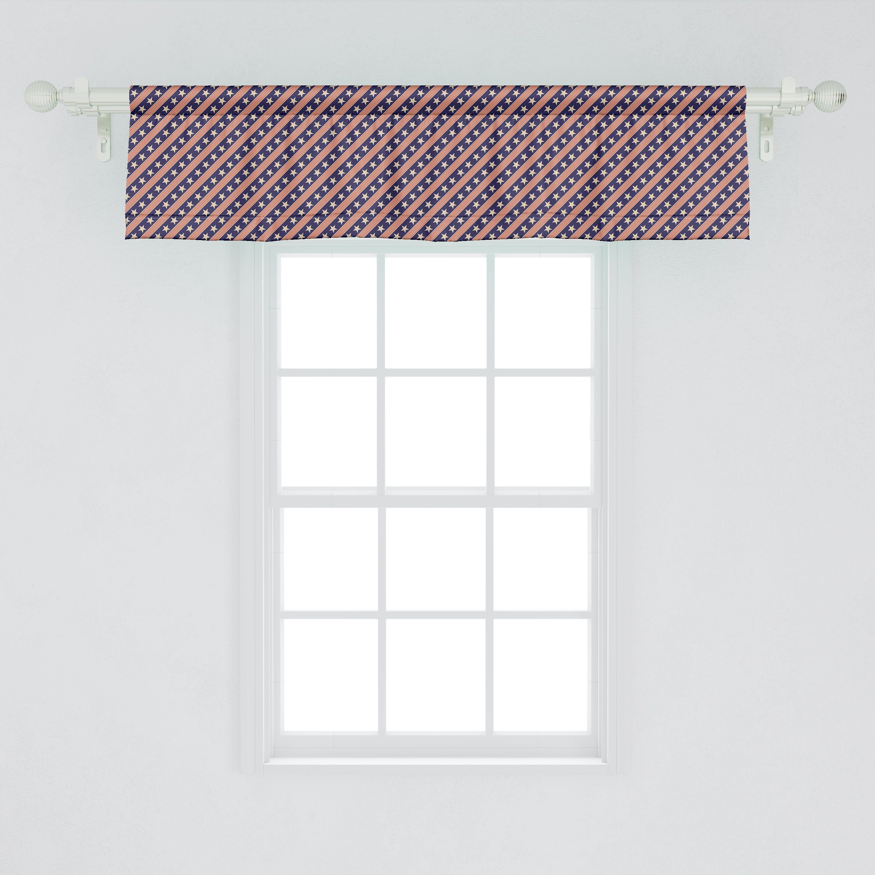 Scheibengardine Vorhang Volant für Microfaser, Primitive Schlafzimmer mit Land Dekor Küche Stern Abakuhaus, Stangentasche, Patriot