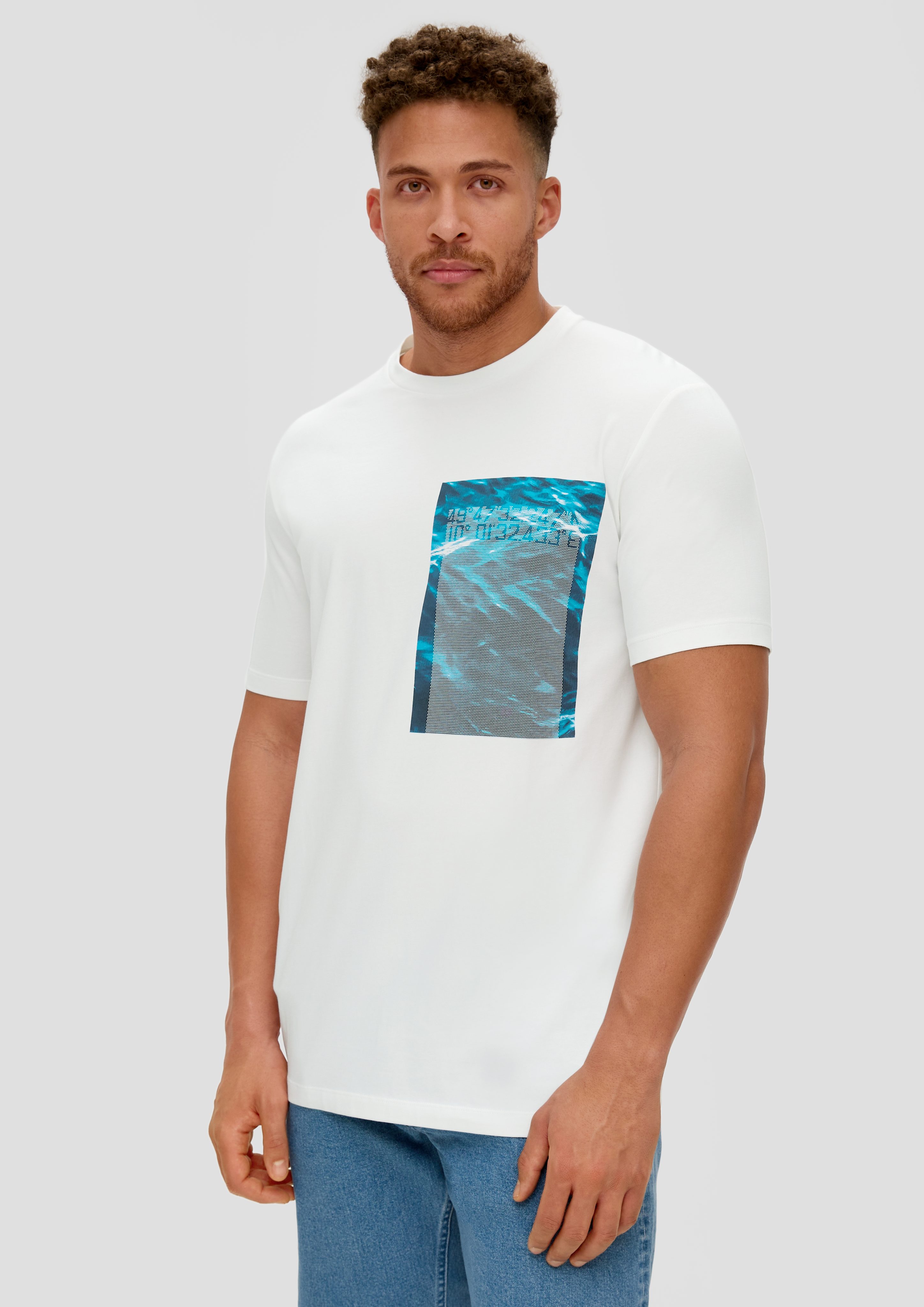 s.Oliver Kurzarmshirt T-Shirt aus Baumwollstretch weiß