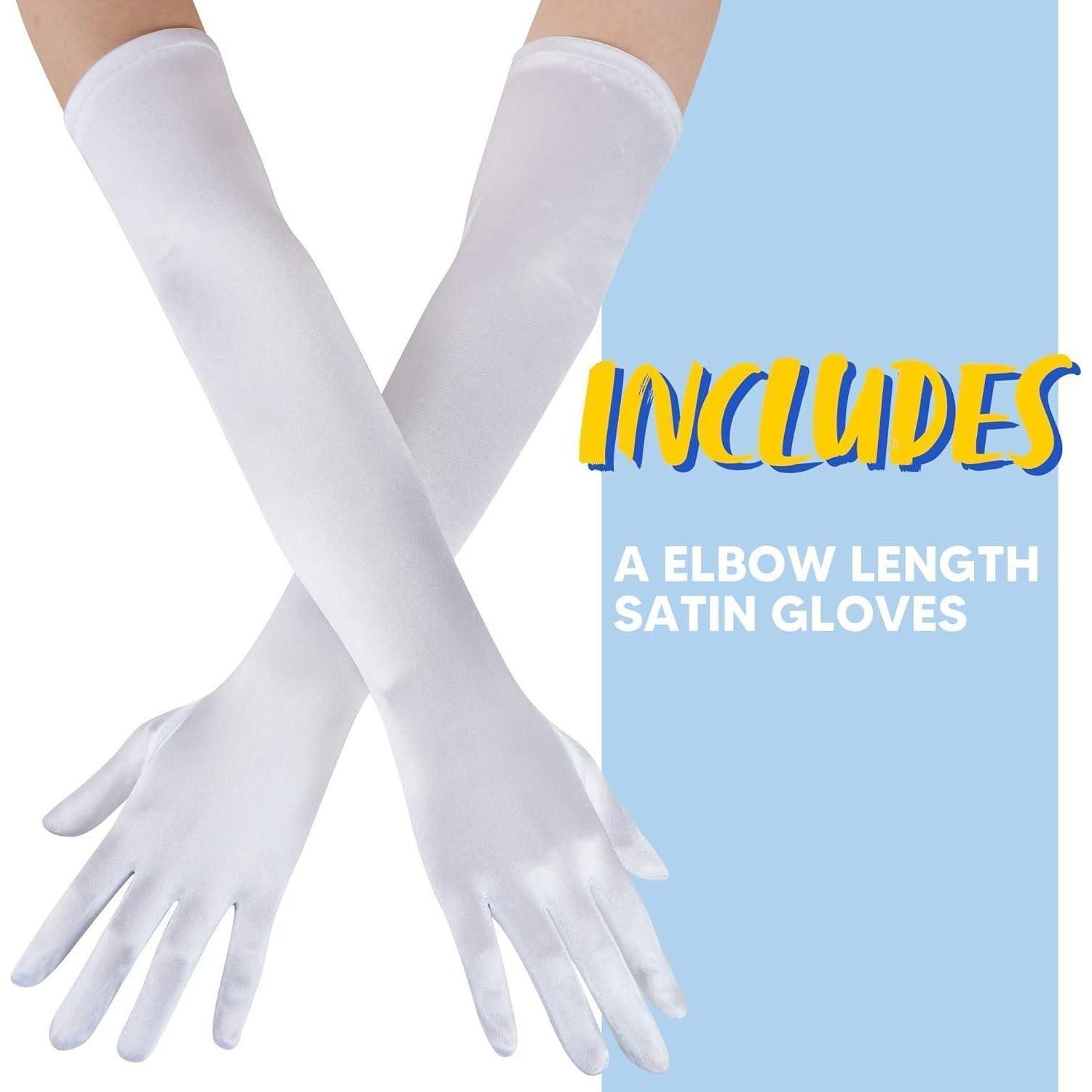 LuxusKollektion Abendhandschuhe Handschuhe Satin Ellenbogenlang 20er Damen Opernparty Weiß