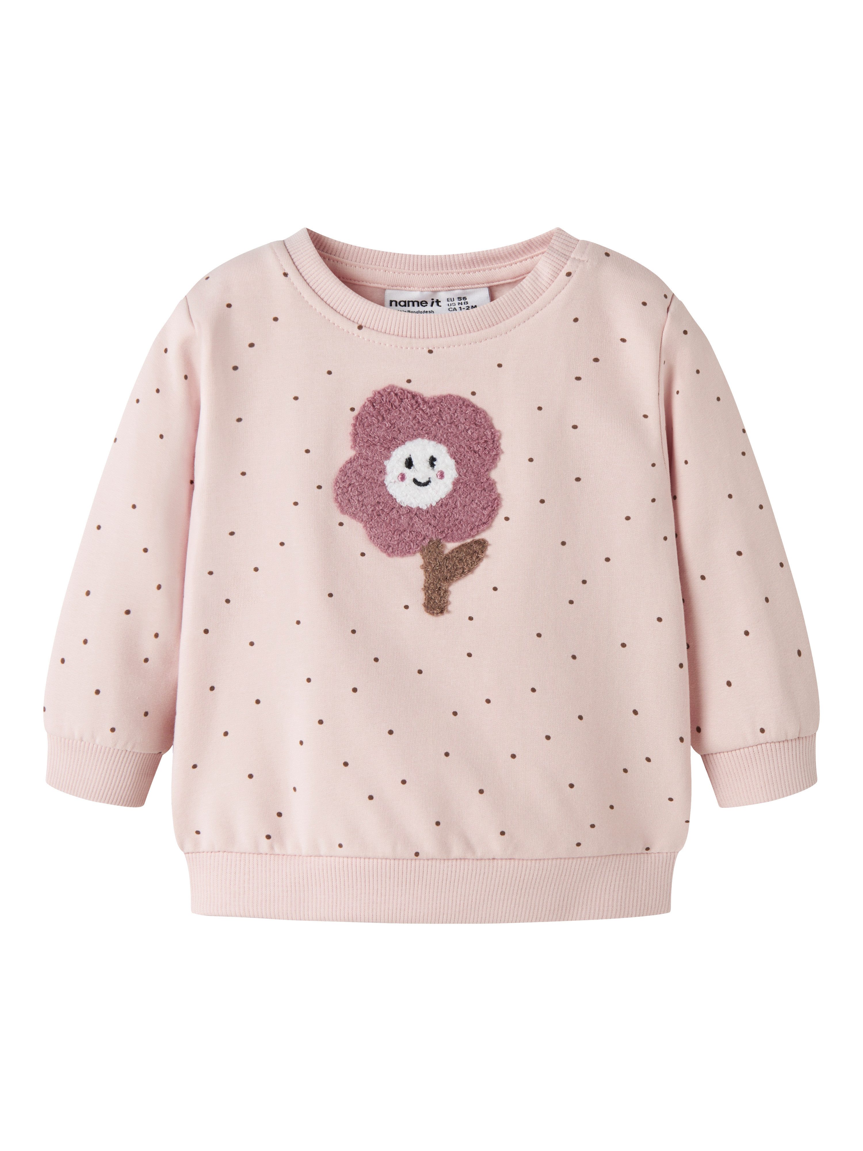 Name It Sweatshirt NBFLUELLE LS SWEAT BRU Baumwollmischung, regular fit