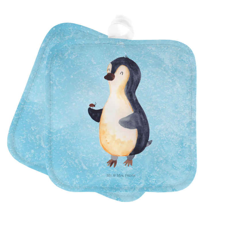 Mr. & Mrs. Panda Topflappen Pinguin Marienkäfer - Eisblau - Geschenk, Topfuntersetzer, kleine Wun, (1-tlg), Strapazierfähig