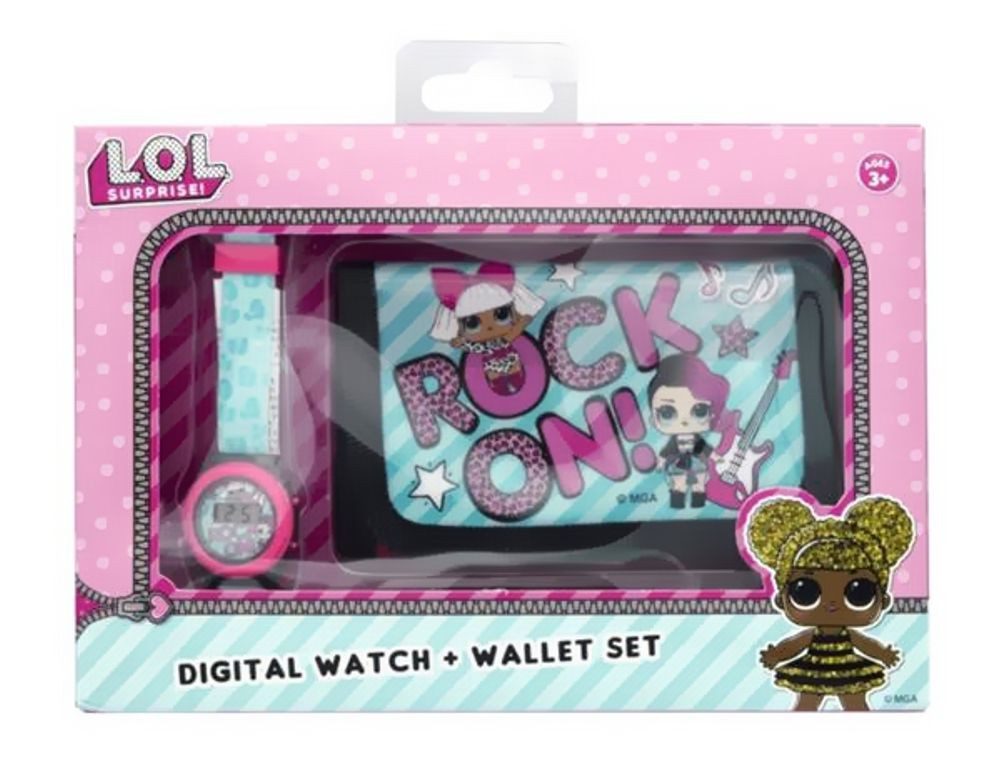 L.O.L. SURPRISE! Digitaluhr Kinder Armbanduhr + Portmonee Mädchen Set, (Packung, 2-tlg., Arnbanduhr mit Portmonee)