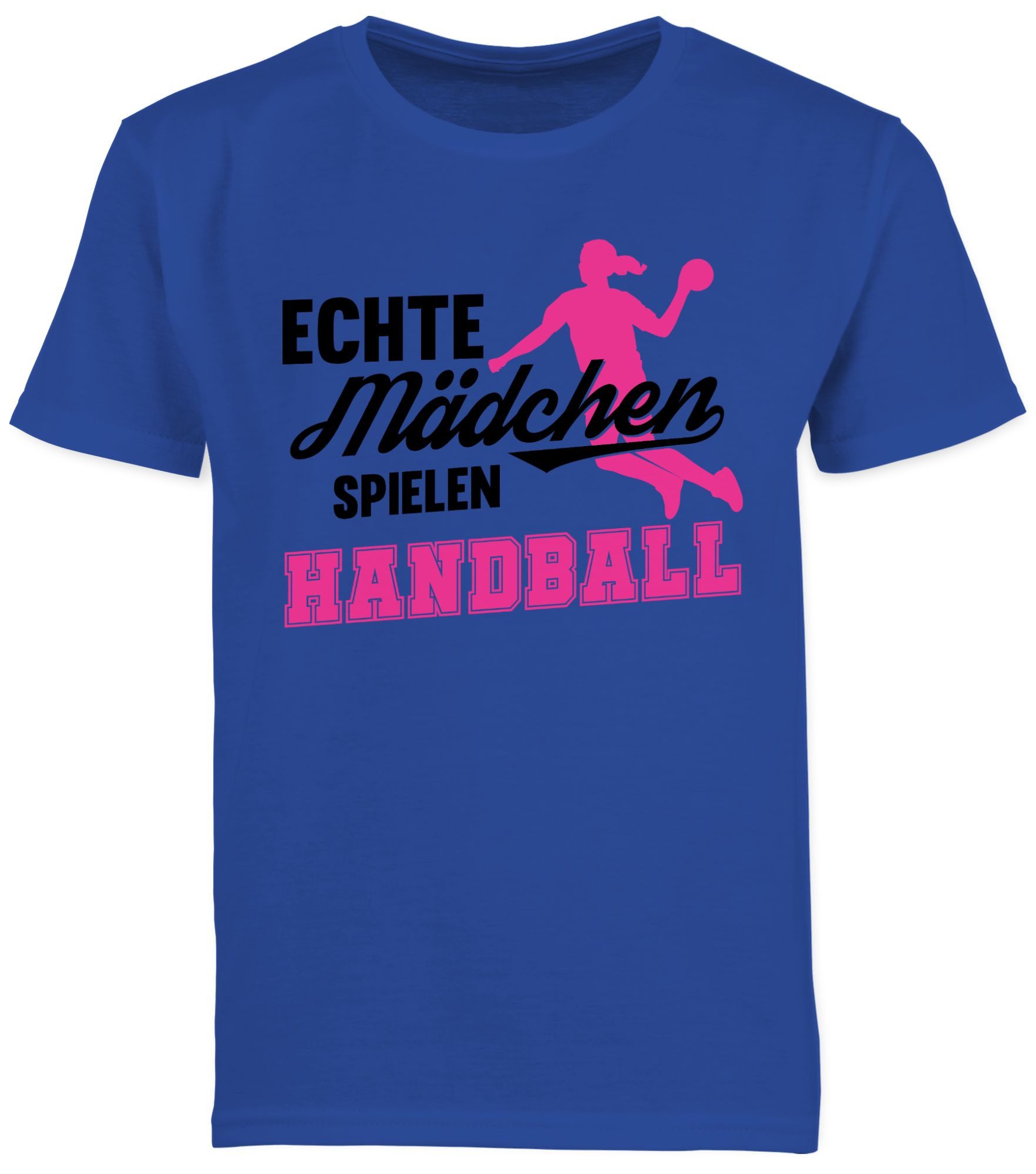 Shirtracer T-Shirt Echte Mädchen spielen Handball - Sprungwurf (1-tlg) Kinder Sport Kleidung