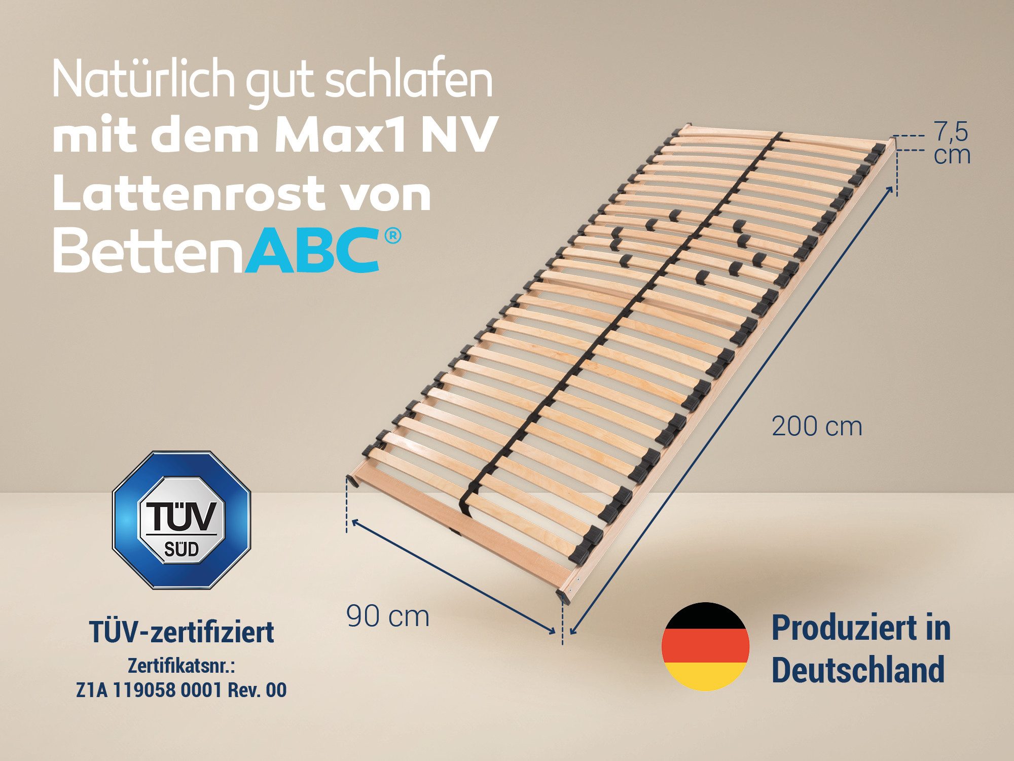Lattenrost MAX 1 NV zur Selbstmontage, Betten-ABC, Kopfteil nicht verstellbar, Fußteil nicht verstellbar, Kopf- und Fußteil nicht verstellbar, besondere Langleb – Bild 2 von 5