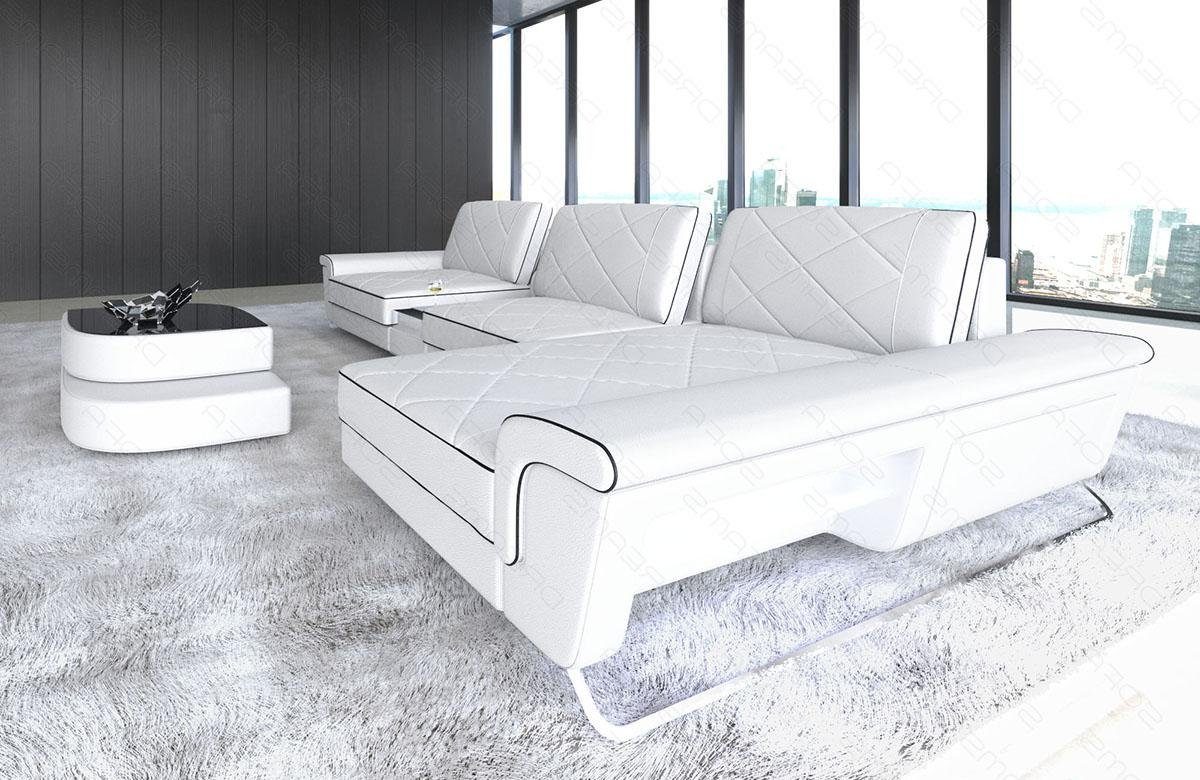 Sofa Dreams Ecksofa LED, verstellbare Sofa Rückenlehnen, Leder L Ledersofa, Designersofa mit Bari Form Couch