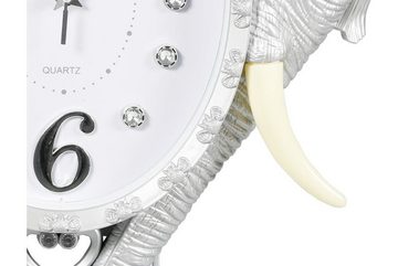Dekonaz Wanduhr Quartz Elefanten Design mit Strassteine Grau Diamant Edition