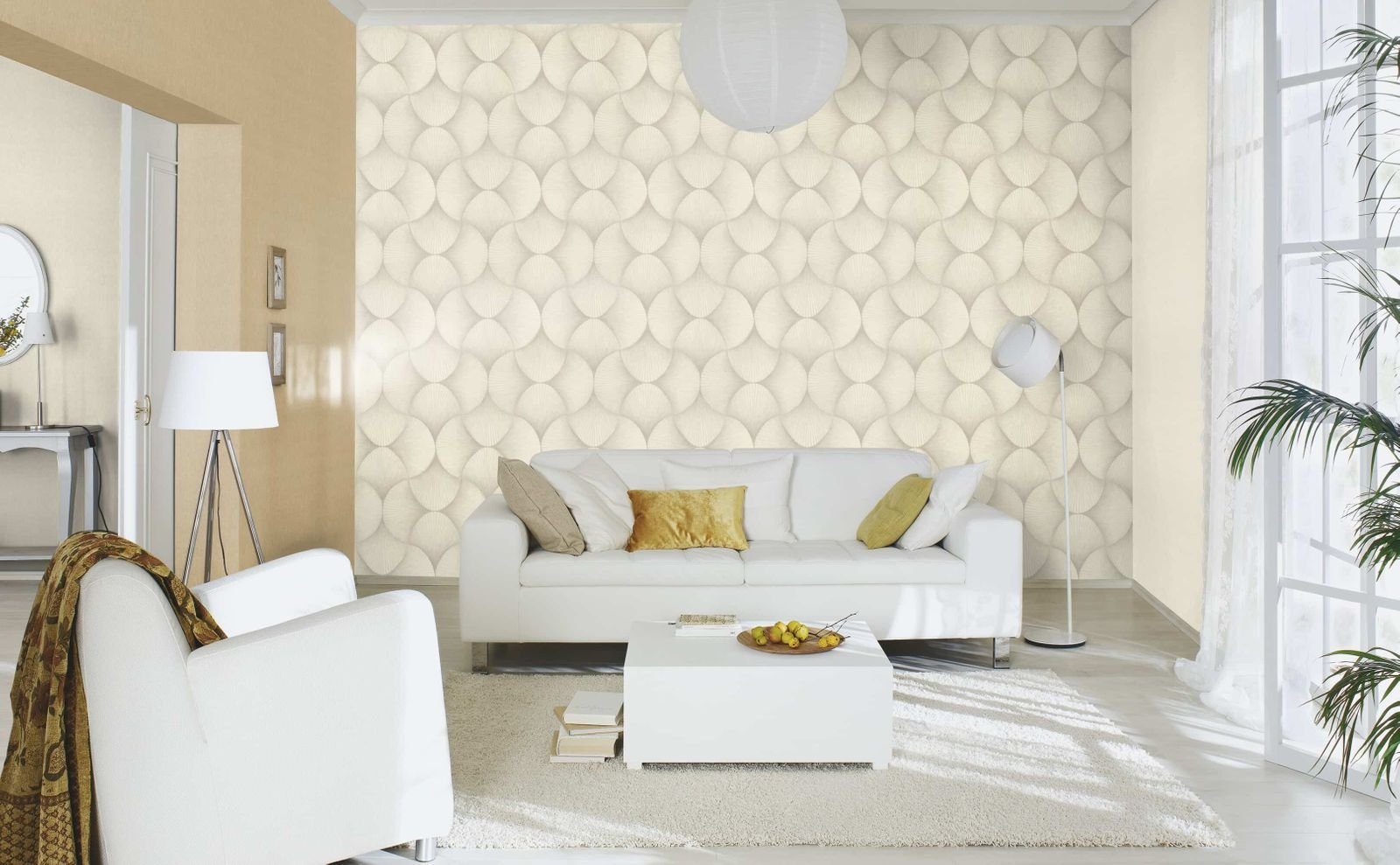Vliestapete 3D-Effekt Grafik Art Deco Beige Metallic 608236 Sky Lounge