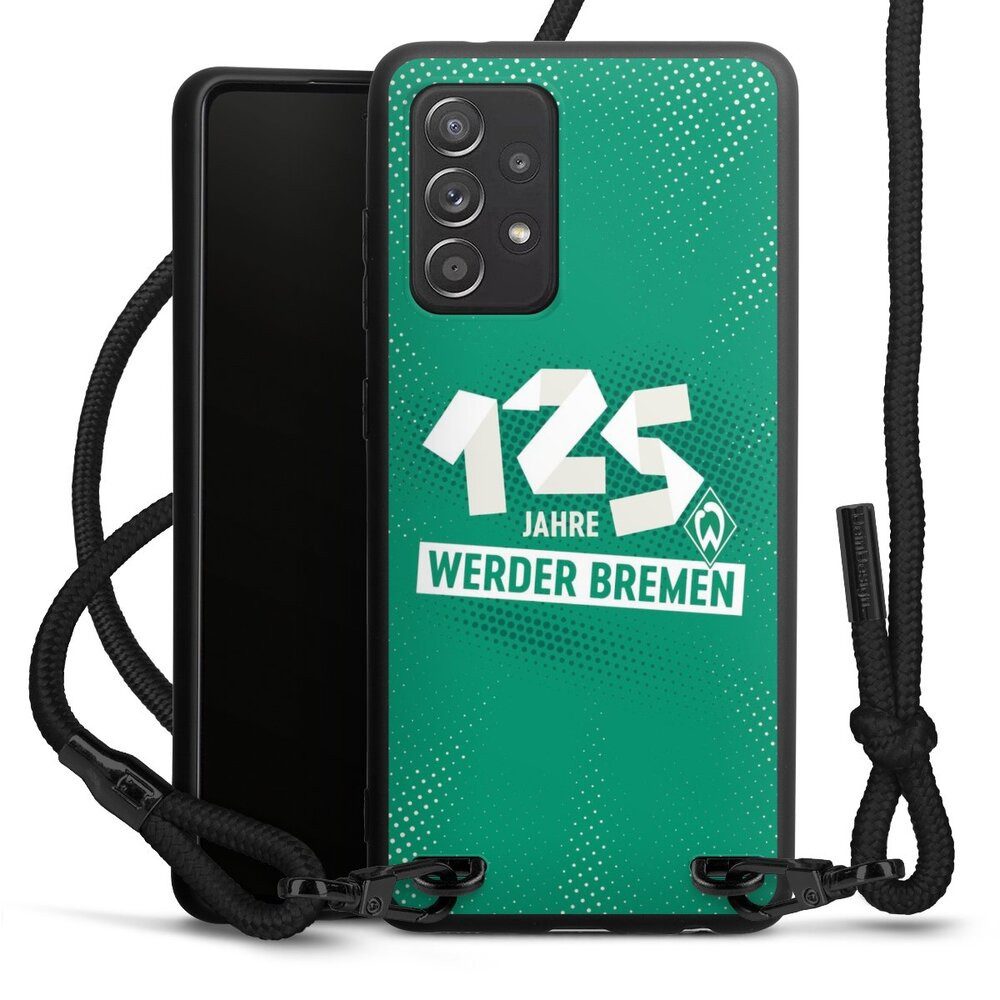 DeinDesign Handyhülle 125 Jahre Werder Bremen Offizielles Lizenzprodukt, Samsung Galaxy A52 5G Premium Handykette Hülle mit Band