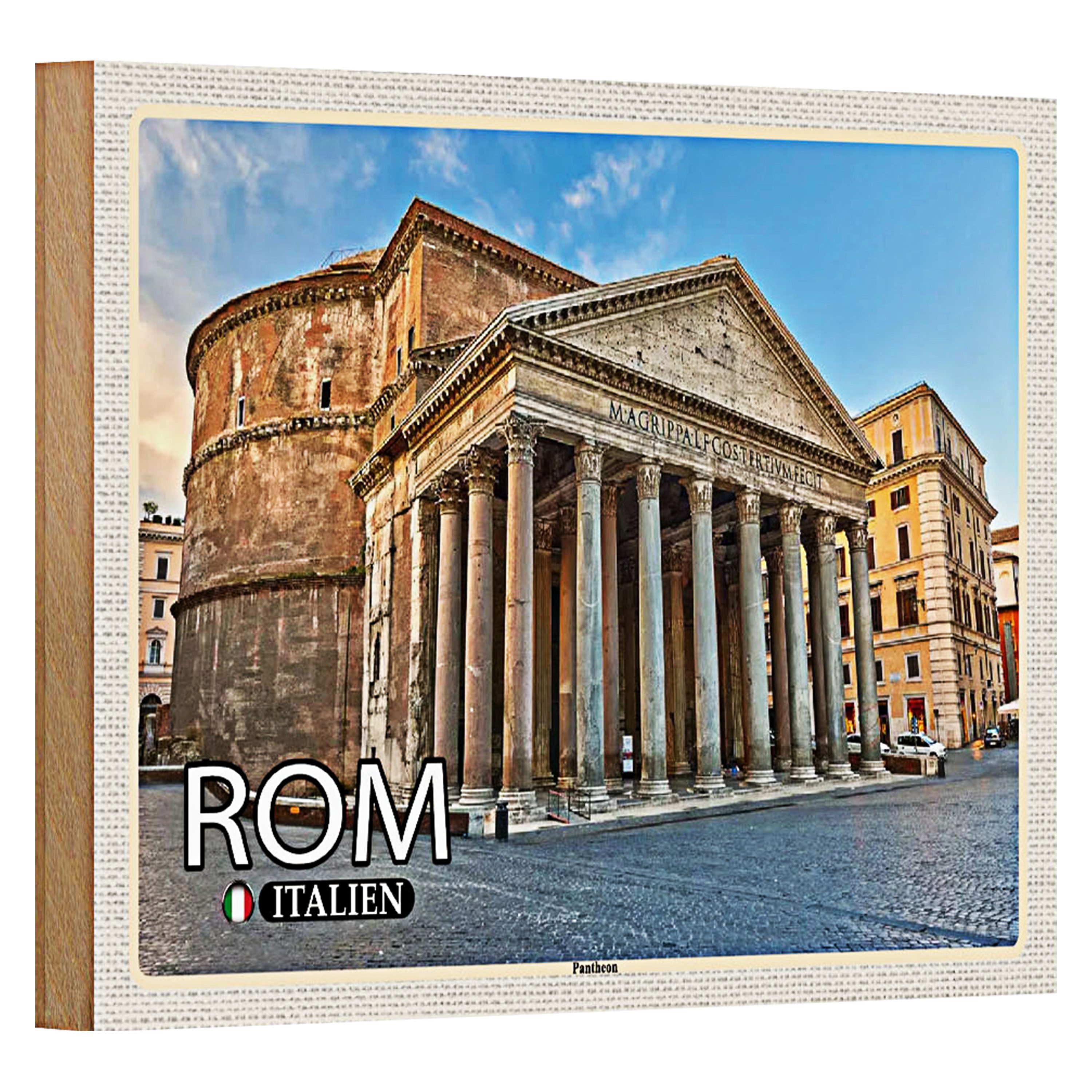 Roomando Holzbild Reise Rom Italien Pantheon Baukunst 18x12cm