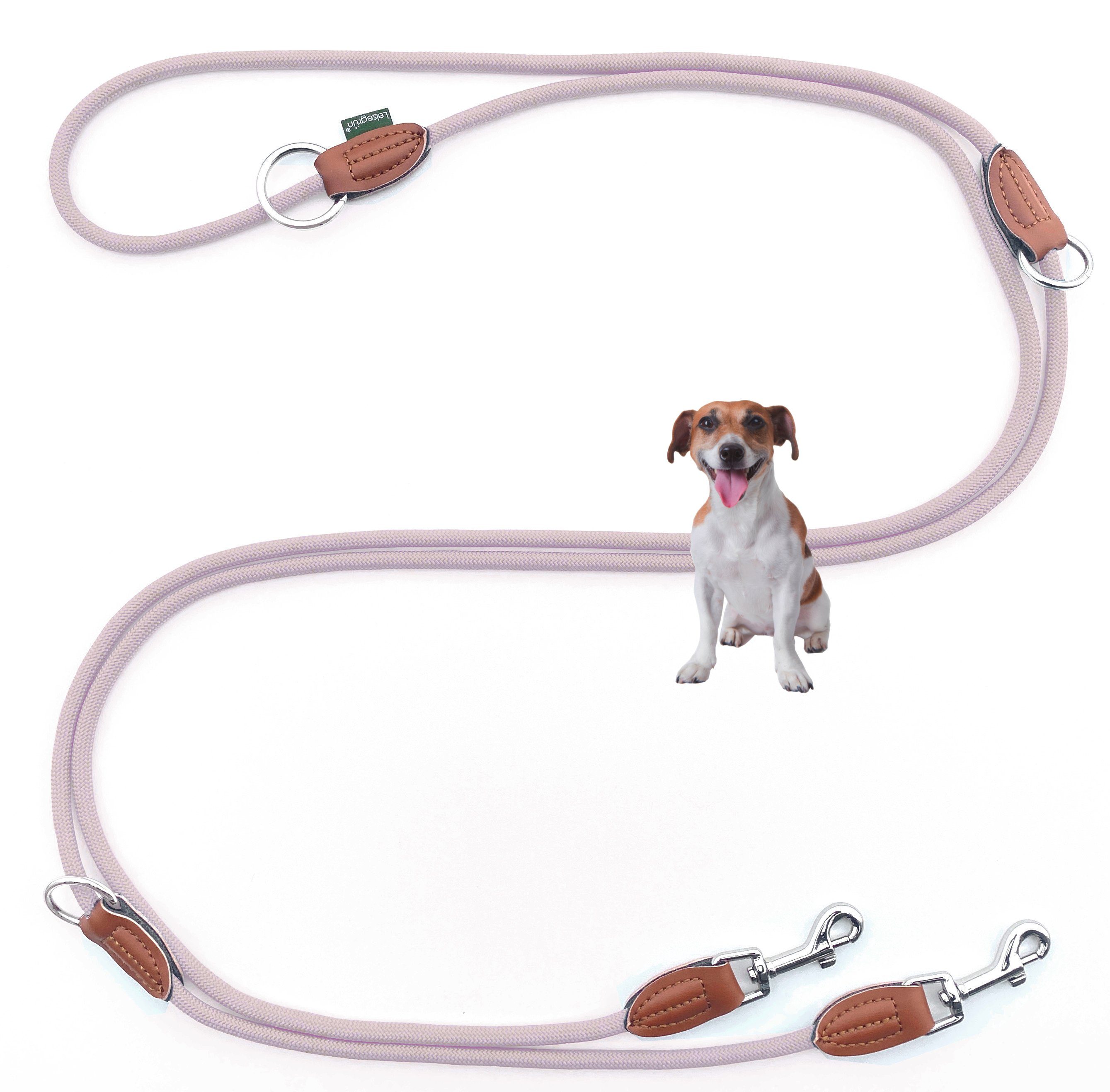 Thumbnail - Leisegrün Hundeleine Hundeleine kleine Hunde, 4-fach verstellbar mit 2 Karabiner, 3 m, Nylon