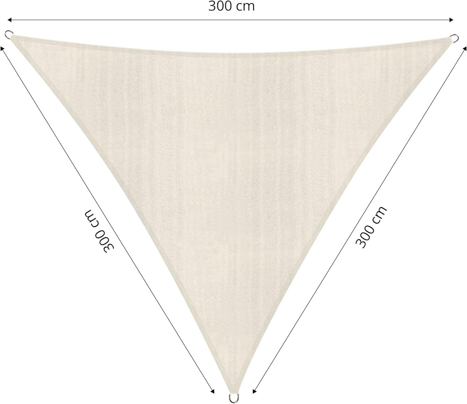 Lumaland Sonnensegel Lumaland Sonnensegel Dreieck 3x3x3m UV Schutz HDPE creme inkl. Seile