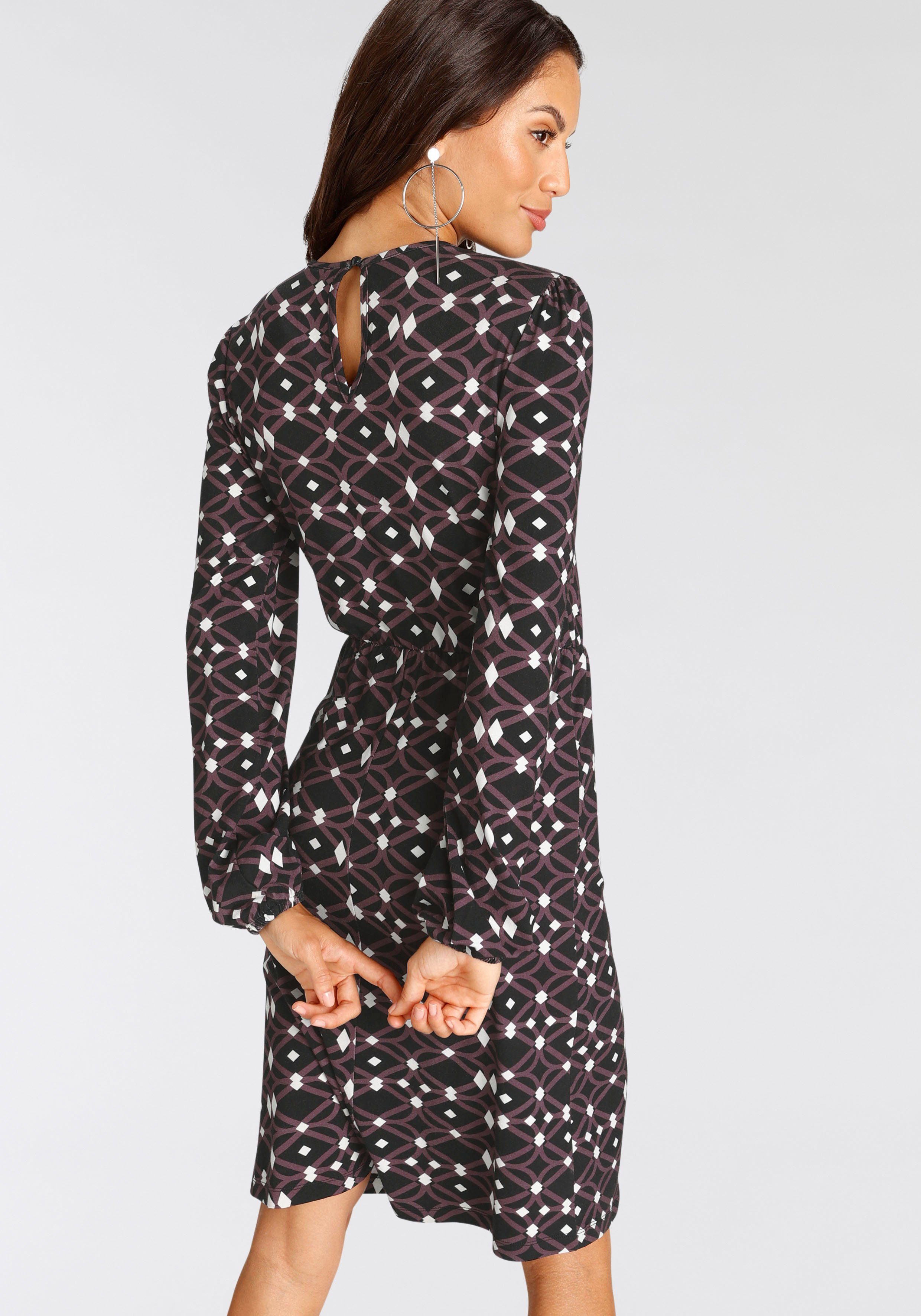 Laura Scott schwarz-lila-gemustert mit Jerseykleid Allover-Print