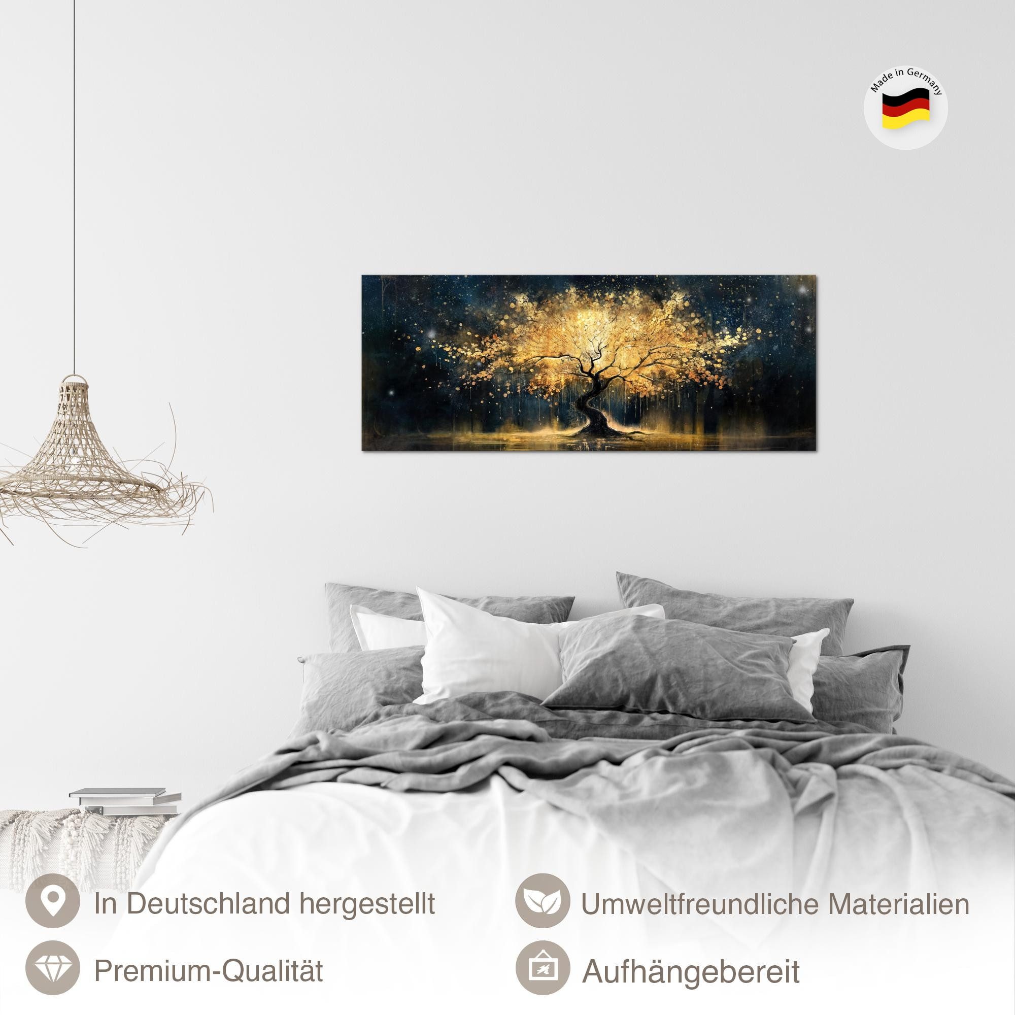 Runa Art Wandbild Wandbild Baum Gold Schwarz Bilder XXL Wohnzimmer 100 x 40 cm, (1 St) – Bild 2 von 5