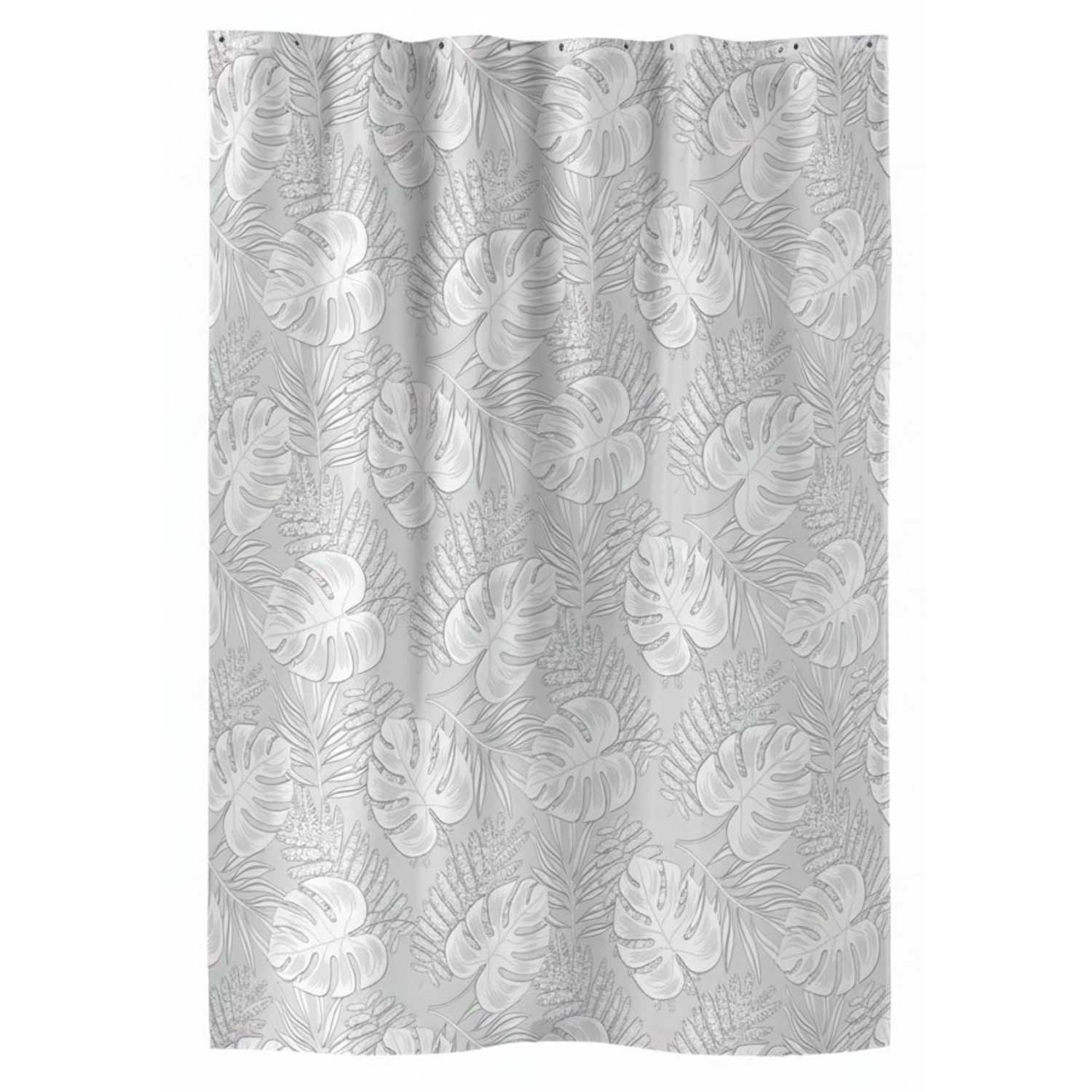 Sanixa Duschvorhang Blätter Grau 200x180 cm Polyester wasserabweisend Breite 180 cm (1-tlg., Dusche modern hochwertige Qualität), waschbar Badewannenvorhang Vorhang