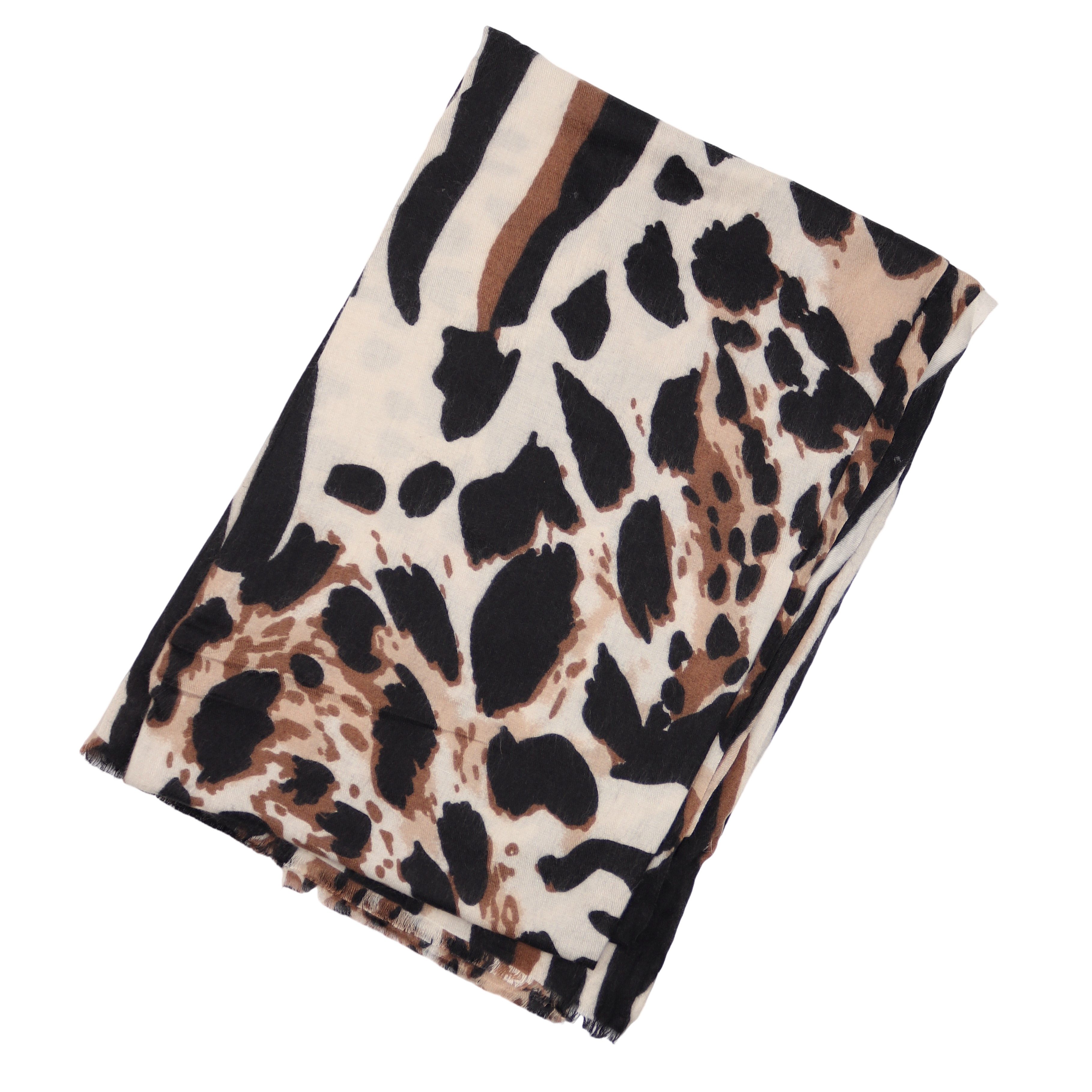 MIRROSI Modeschal weicher und warmer Schal Leo Leopard mit Fransen, 90x180cm, Paisley Muster Damen Halstuch ideal für Herbst und Winter – Bild 2 von 3