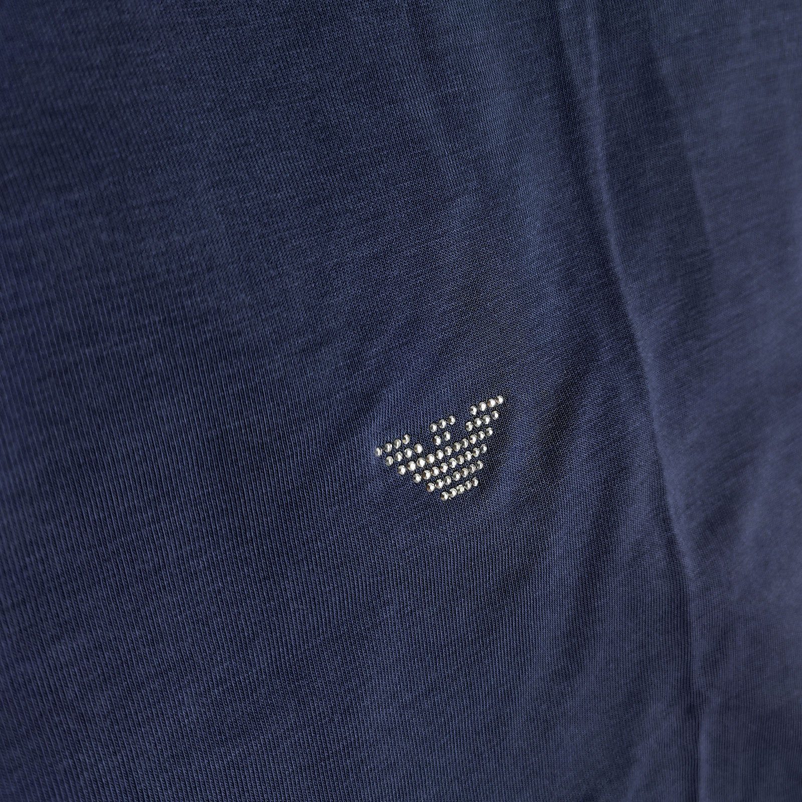 denim verziertem Dress kleinen 07234 Strasssteinen Armani Emporio Night Nachthemd Logo mit