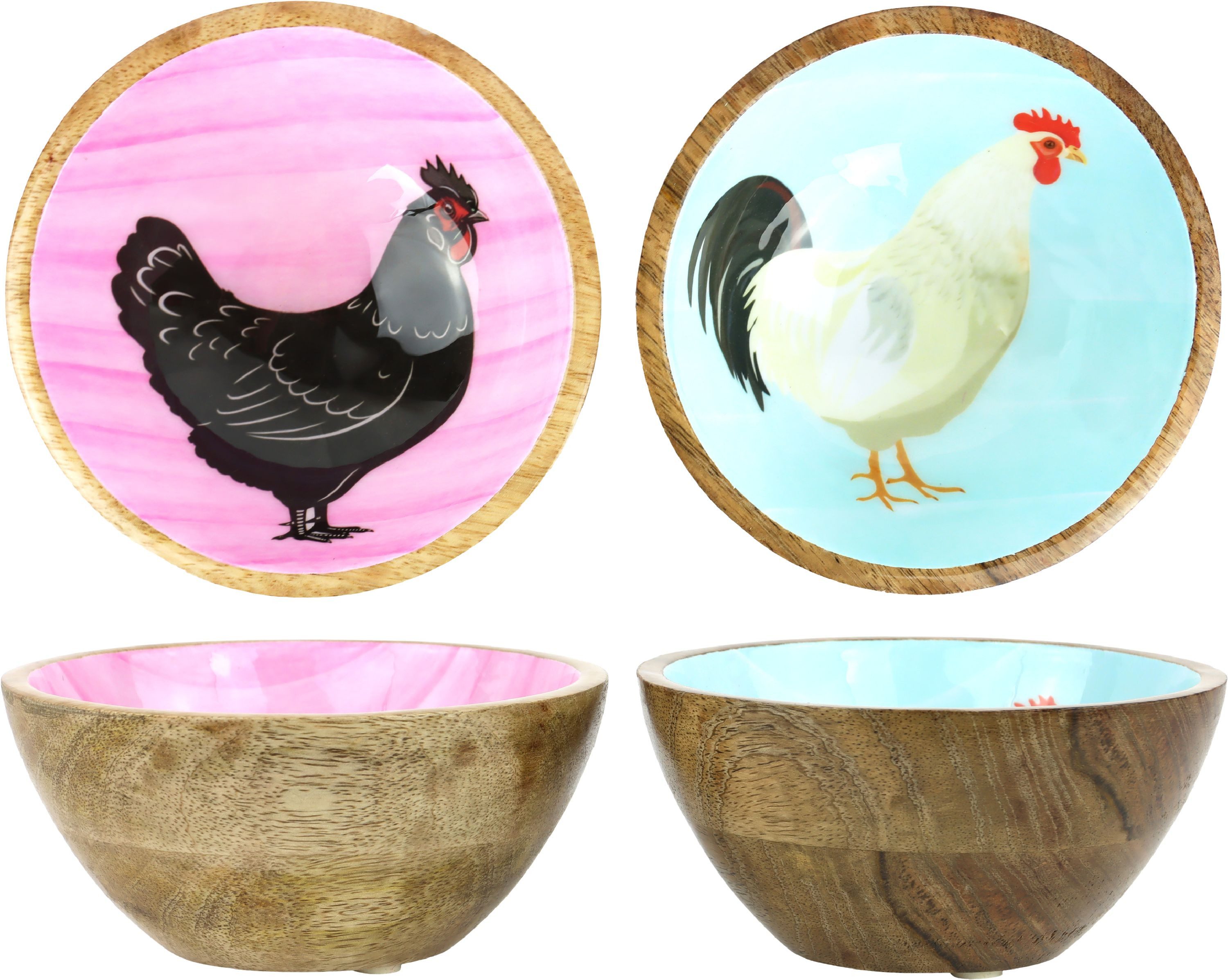 FURNARO Dekoschale (2-tlg. Schalenset), Handbemalte Innenseite mit Tiermotiv