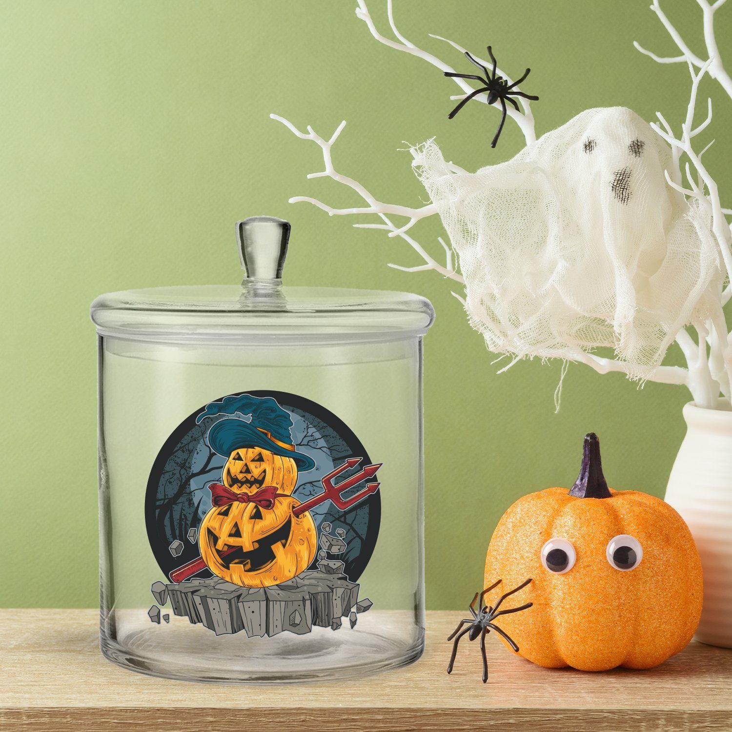 mit Set) GRAVURZEILE Glas, Halloween UV-Druck (Kein Pumpkin Design, - Keksdose