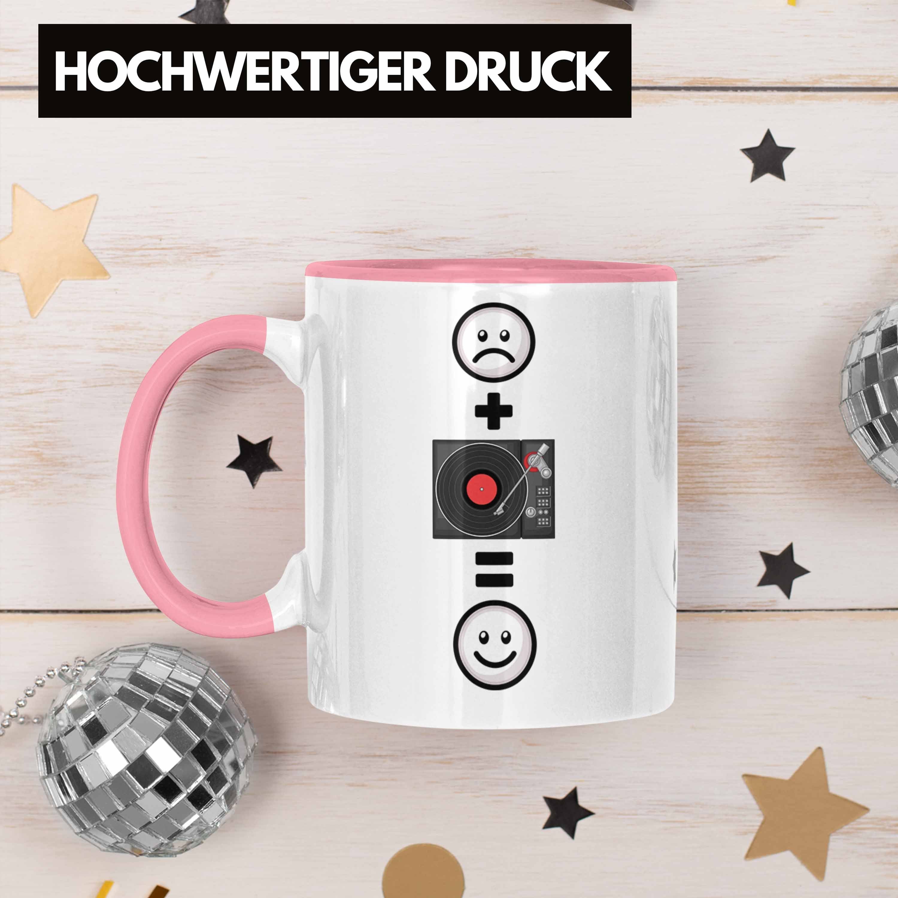 Tasse :(Sc Trendation Schallplattenspieler DJ für Fans Tasse Schallplatten Geschenk Rosa