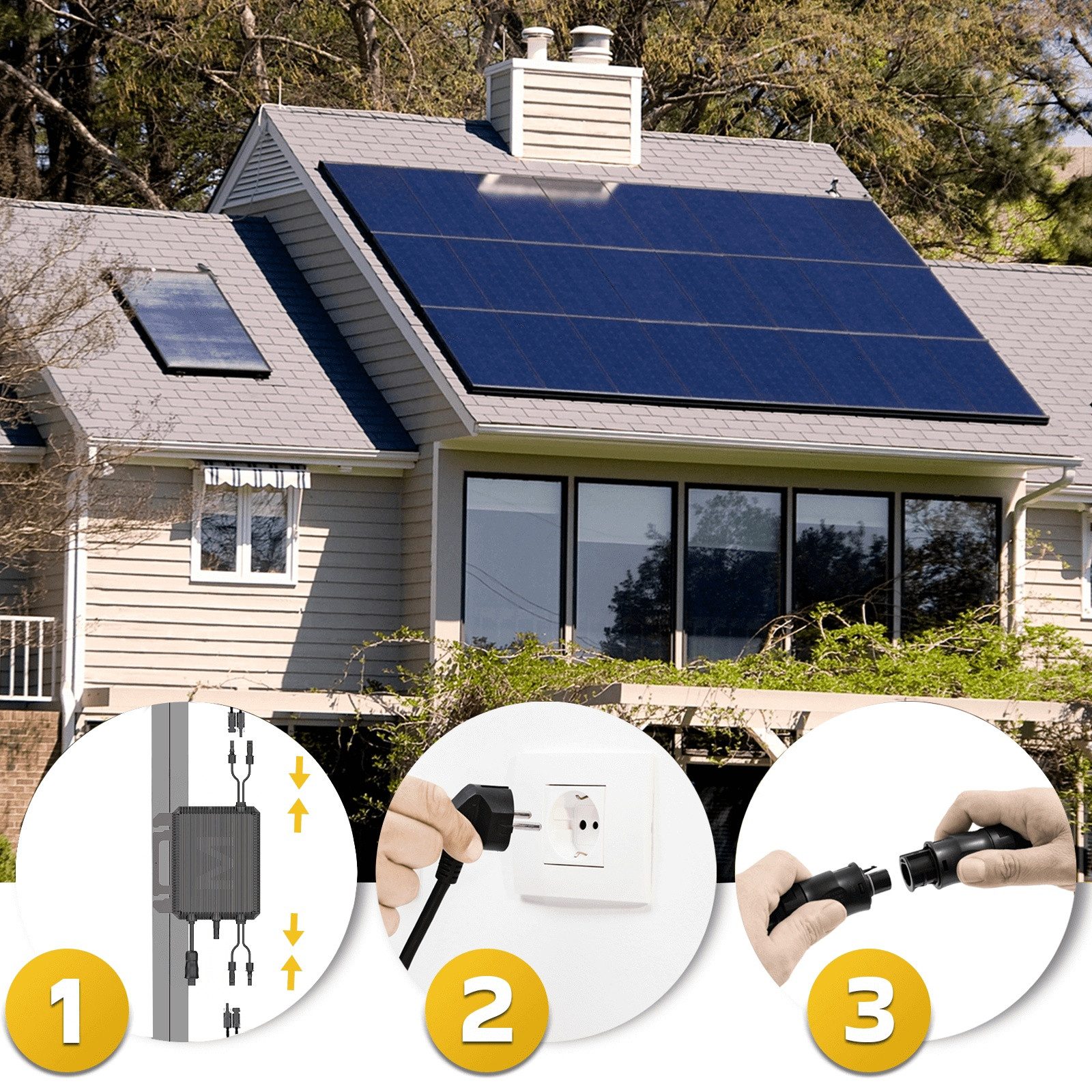 SUNNIVA Balkonkraftwerk 920W BIFAZIAL FULLBLACK, (komplett Steckdose MARSTEK 800 Watt Wechselrichter, PV Solaranlage Komplettset, 2x460W N-Type Glas-Glas Bifaci – Bild 4 von 5