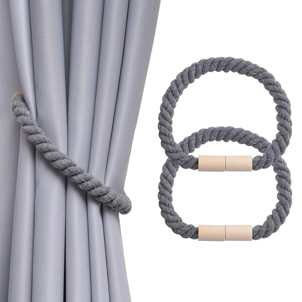 NUODWELL Raffhalter 2 Stück Magnetische Vorhang Raffhalter, gewebtes Seil V günstig online kaufen