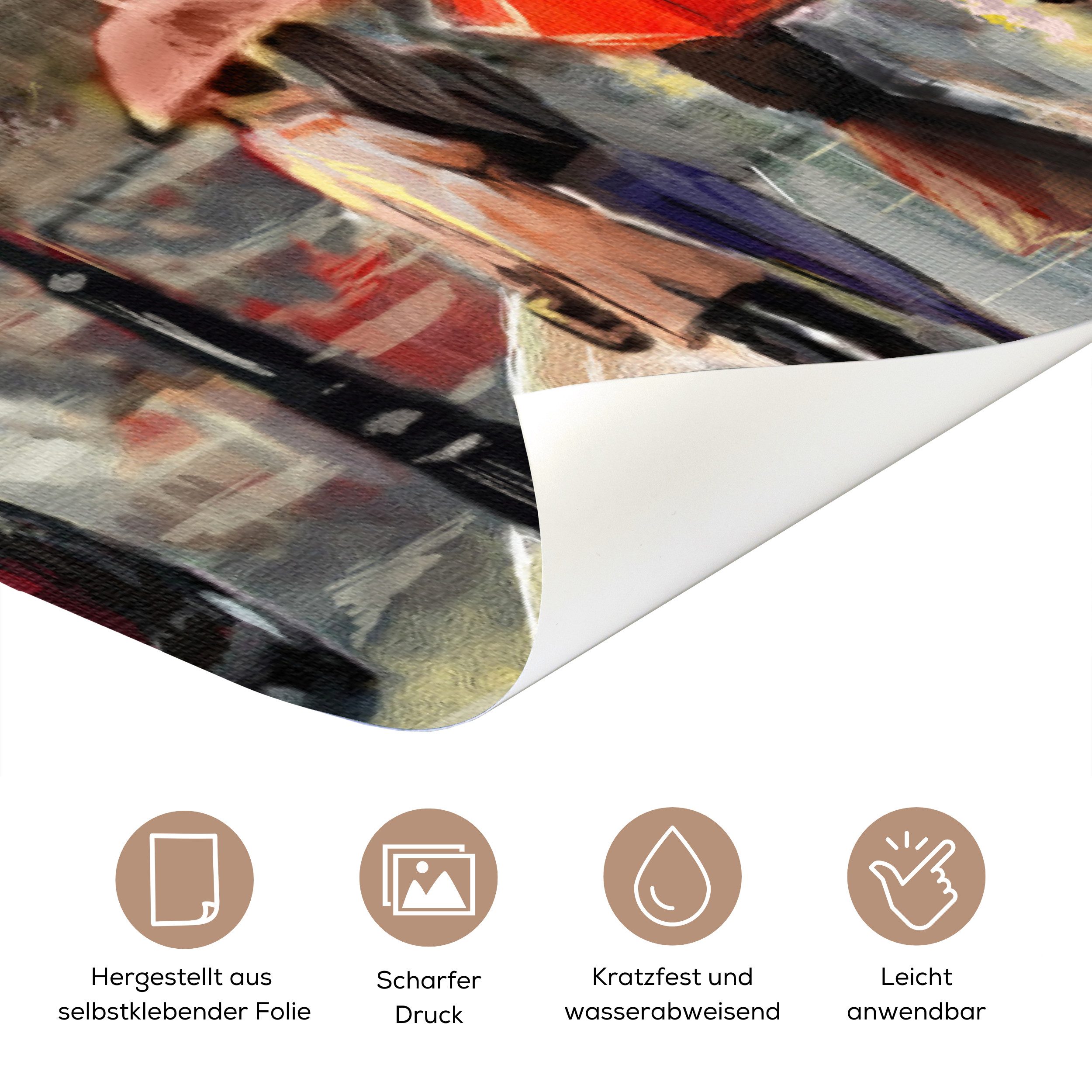 MuchoWow Türtapete Gemälde - Paris - Frankreich - Öl, Matt, bedruckt, (1 St), Selbstklebende Tapete, Folie für Möbel, 75x205 cm