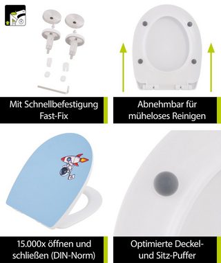 aquaSu WC-Sitz Kinder, Motiv Spaceman, Thermoplast, Absenkautomatik, Montage von oben, 407441