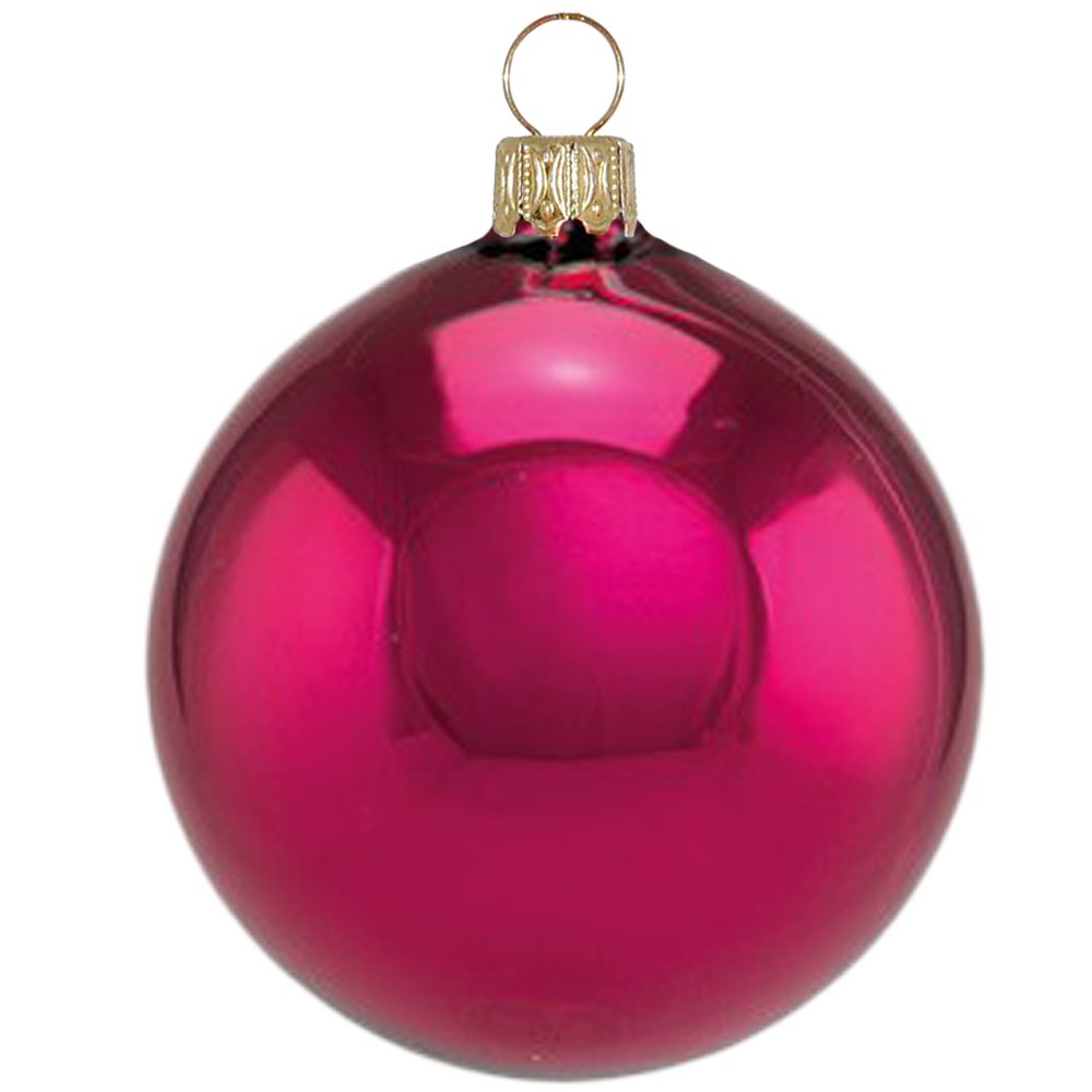 Thüringer Glasdesign Weihnachtsbaumkugel Christbaumkugel (6 Fuchsia Set St), glänzend mundgeblasen