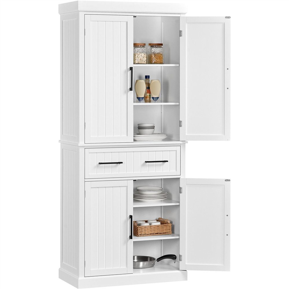Yaheetech Küchenbuffet 77 × 41 × 184 cm Küchenschrank mit 1 Schublade & 6 Fächern, 2 Einlegeböden verstellbar