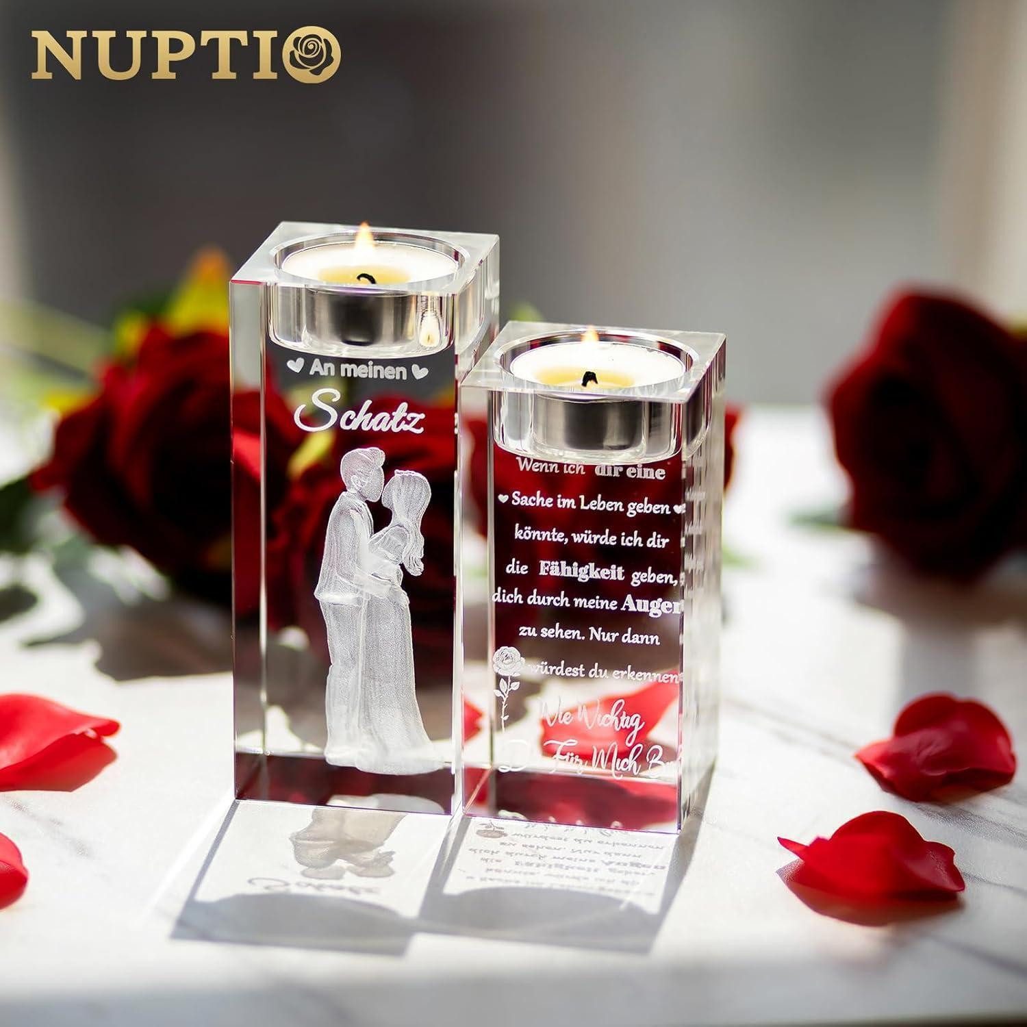 LuxusKollektion Teelichthalter Kristall Teelichthalter 3D Gravur Partner Ge günstig online kaufen