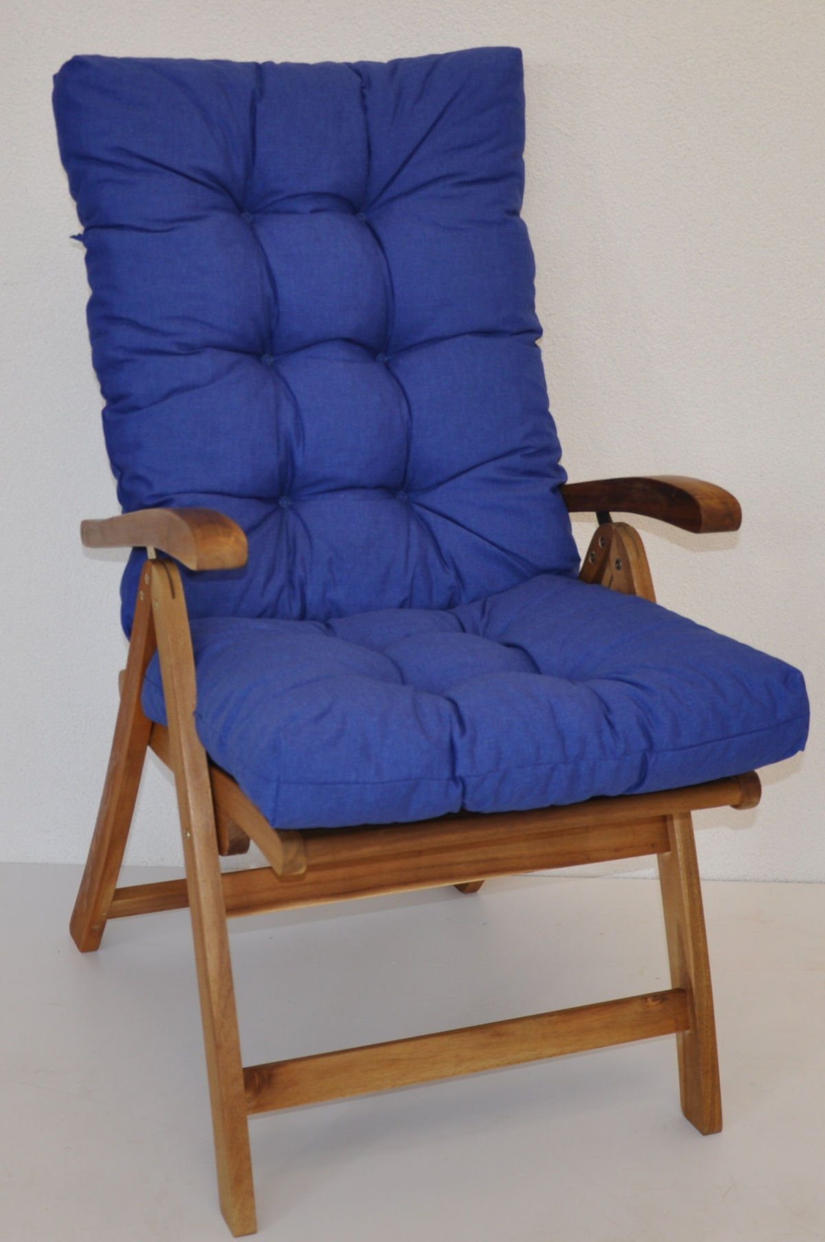 Rattani Hochlehnerauflage Hochlehner Auflage Sylva Hochlehner Auflage Gr. 120 x 50 cm dunkelblau, Material Uni Living blau