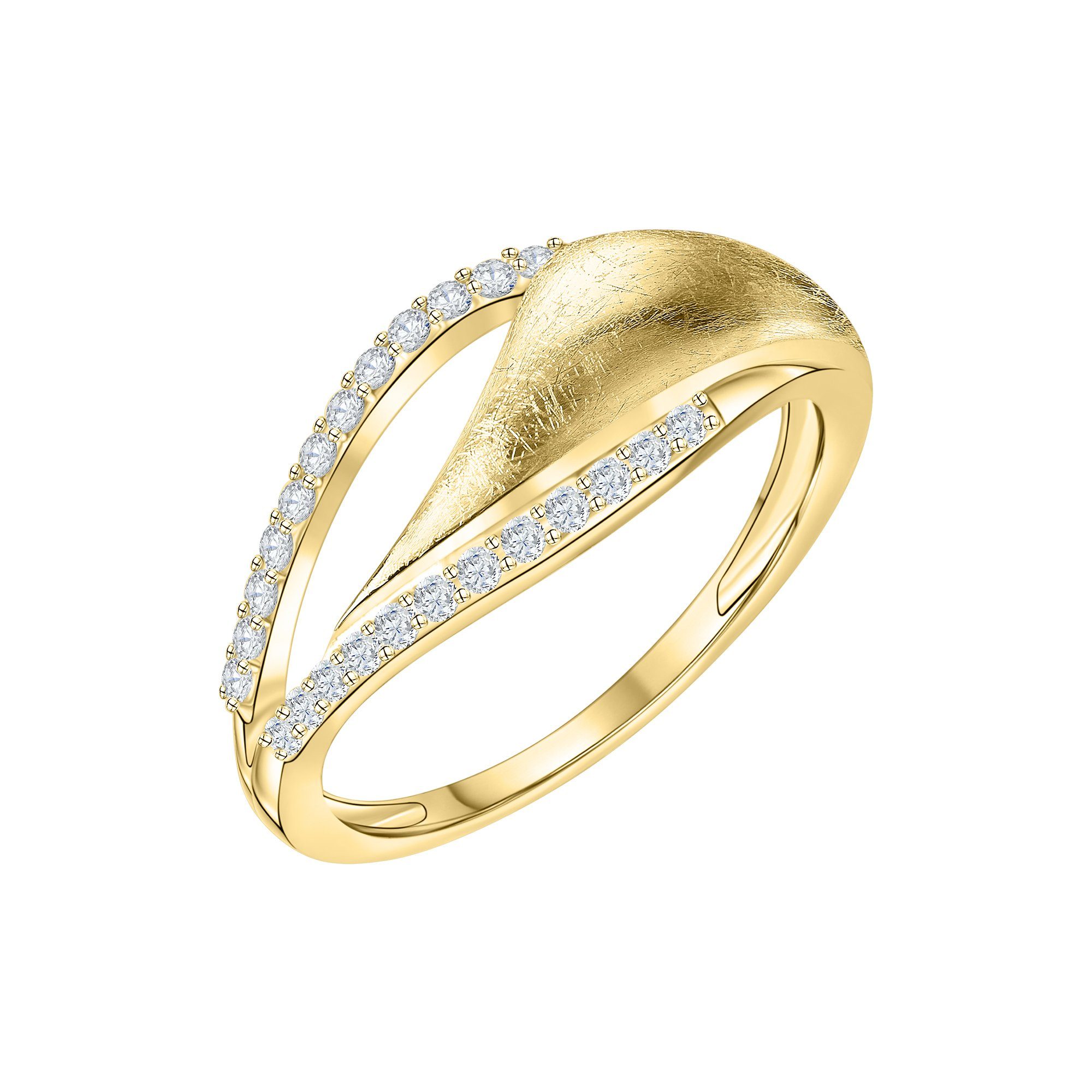 Fingerring 585 Gold zweifarbig mit 24x Zirkonia weiß
