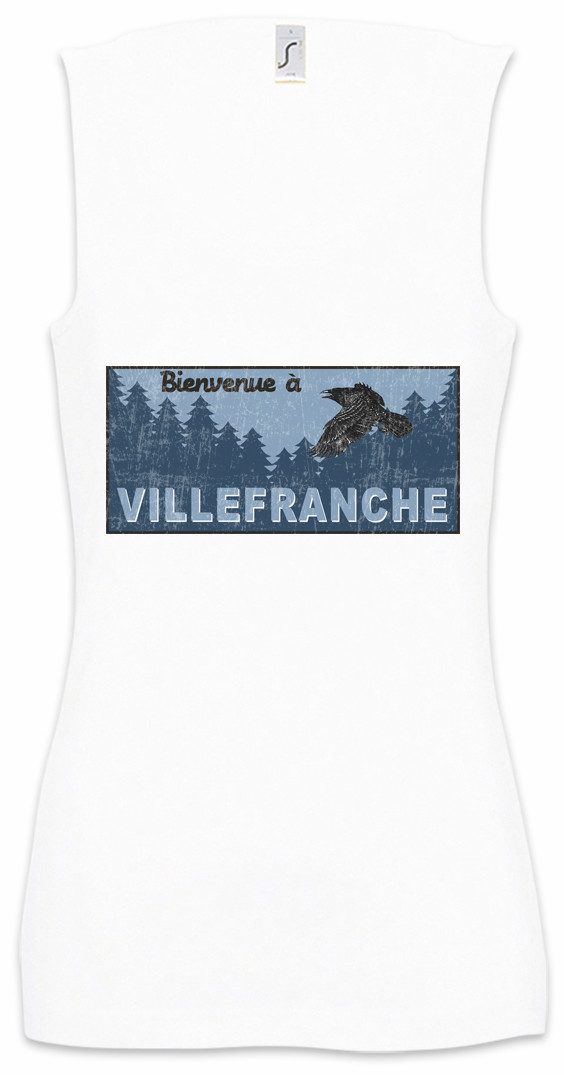 Tanktop Villefranche Road Sign Ärmelloses Damen T-Shirt Black Street Zeichen
