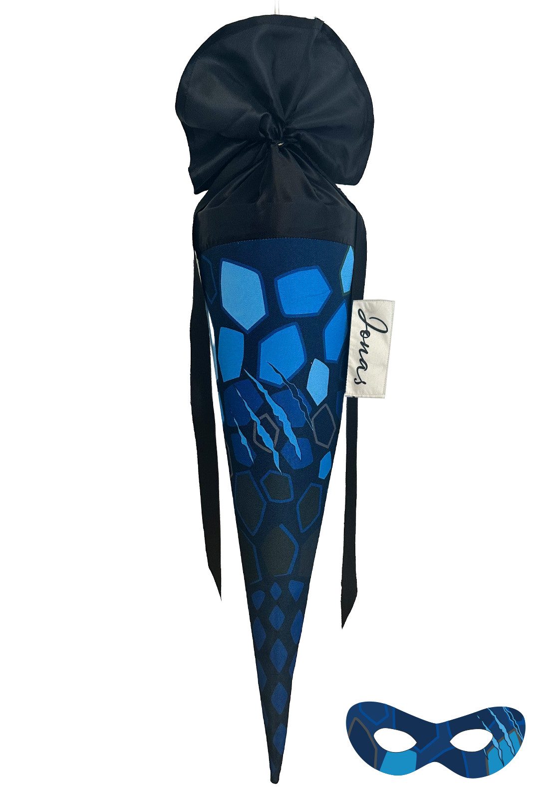 coopz Schultüte Dino 70 cm mit Superheldenmaske - Personalisierung möglich