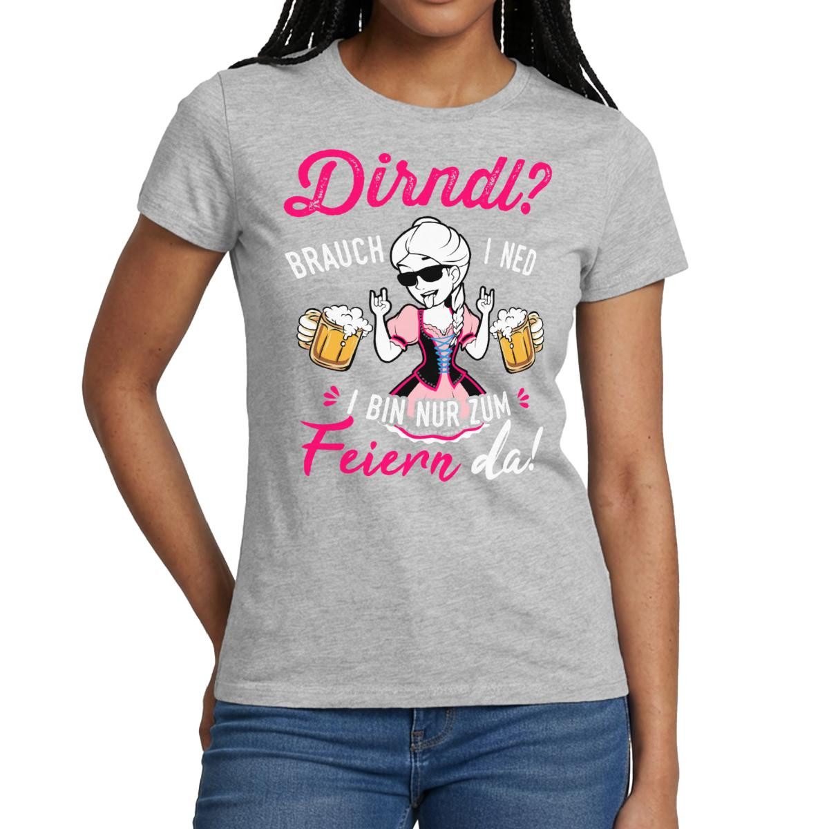 Spreadshirt T-Shirt Dirndl Brauch I Net I Bin Nur Zum Feiern Da Frauen T-Shirt (1-tlg) Slim Fit, fällt klein aus
