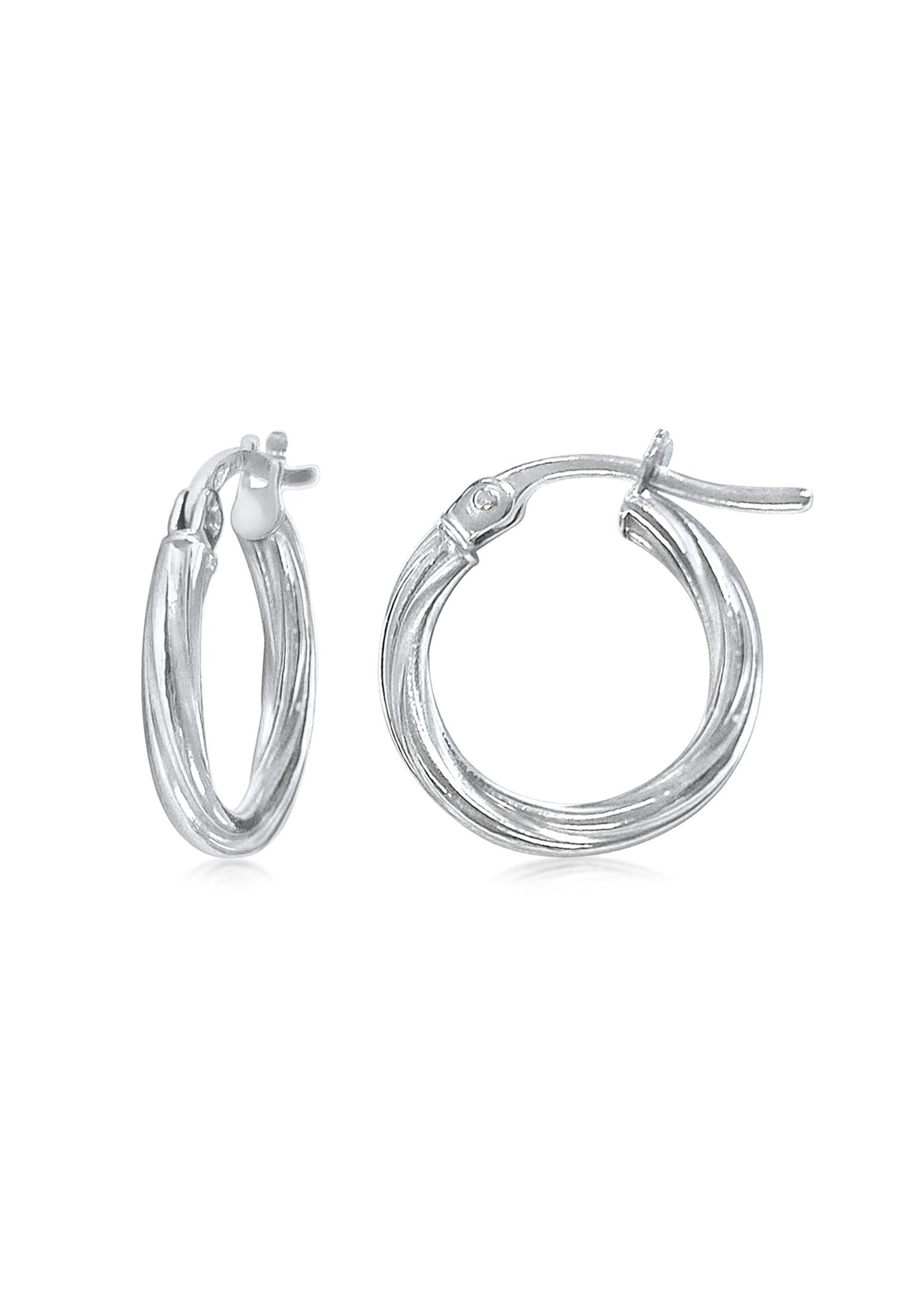 Elli Premium Paar Creolen Creolen Gedreht Bügelverschluß 375er Weißgold